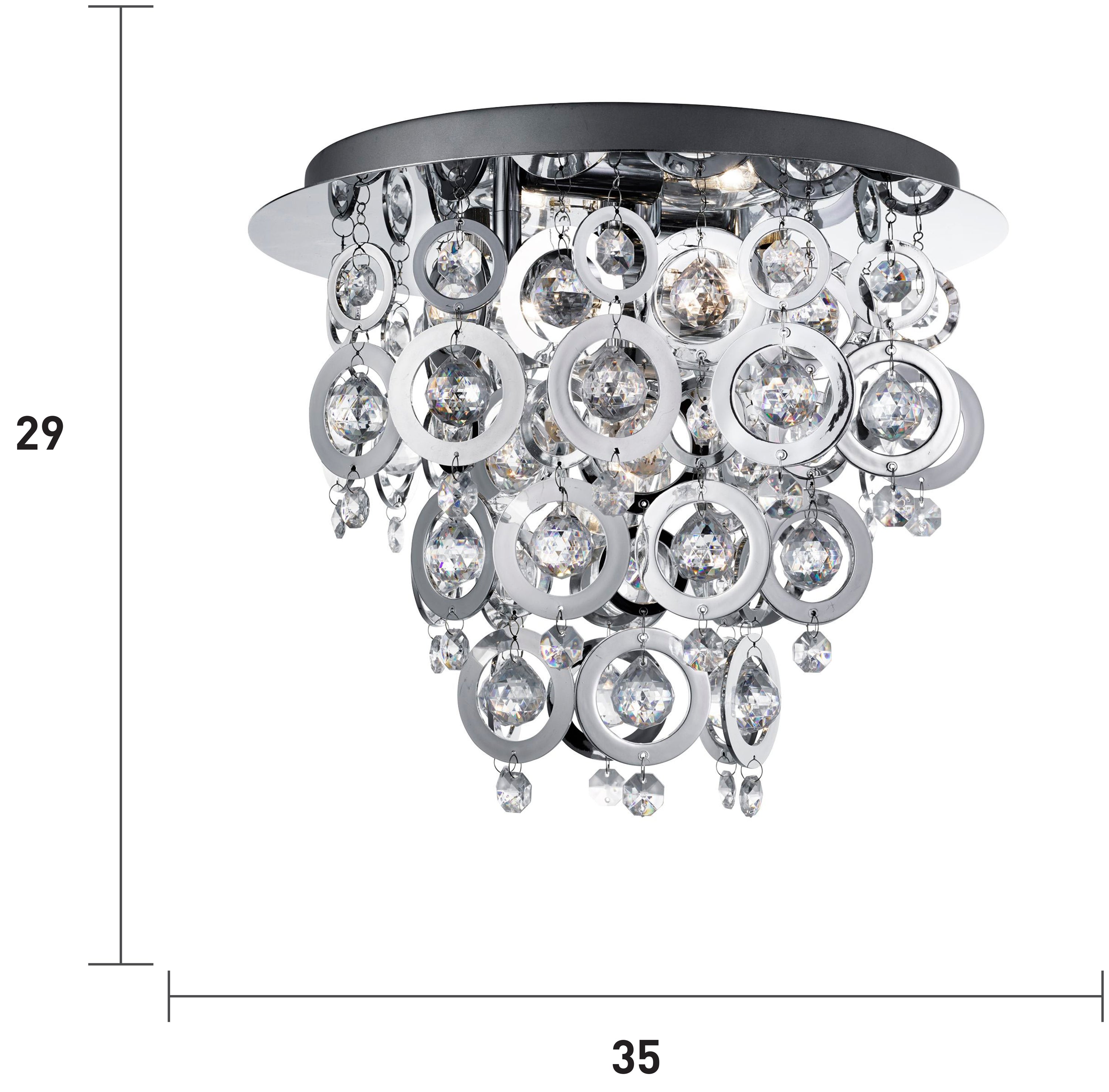 Searchlight Newton 3 Light Flush - Chrome & Acrylic