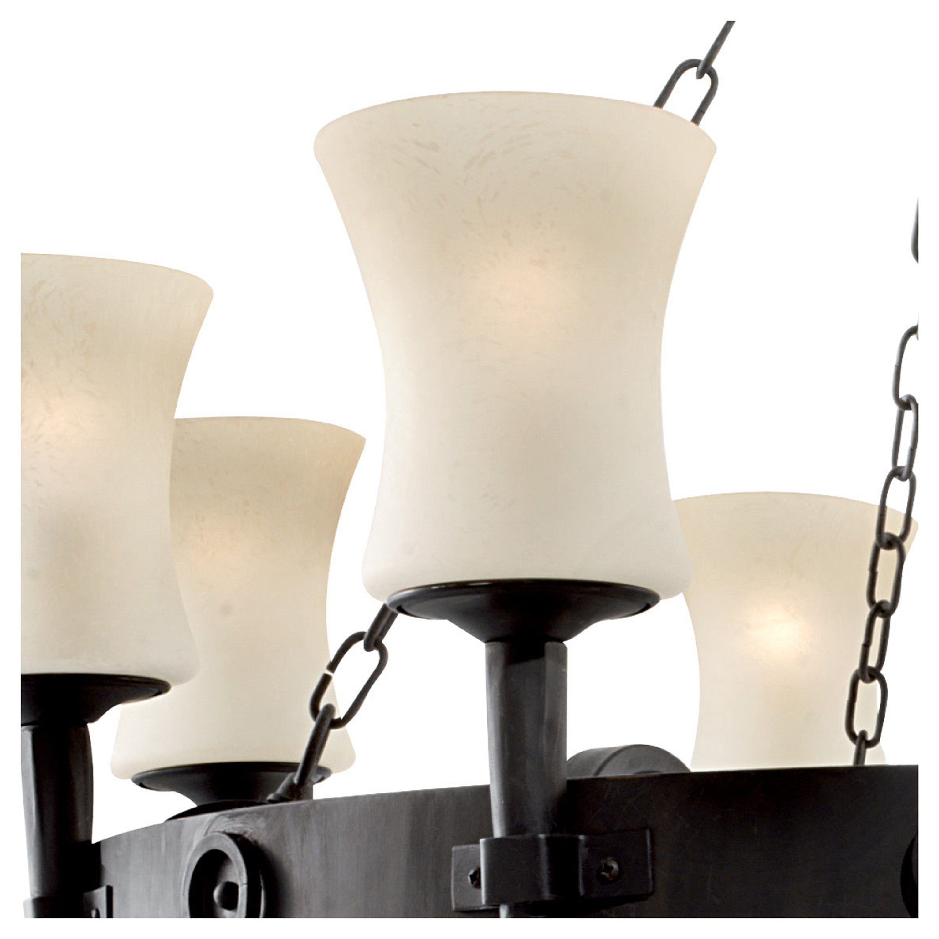 Searchlight Cadogan 8 Light Pendant - Black & Sanded Glass