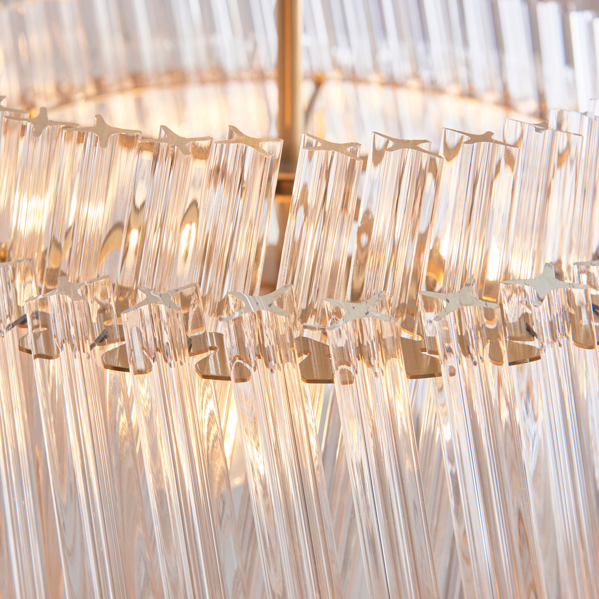 Utopia Lume 3 Light Ceiling Pendant - Brushed Aged Brass & Clear Glass