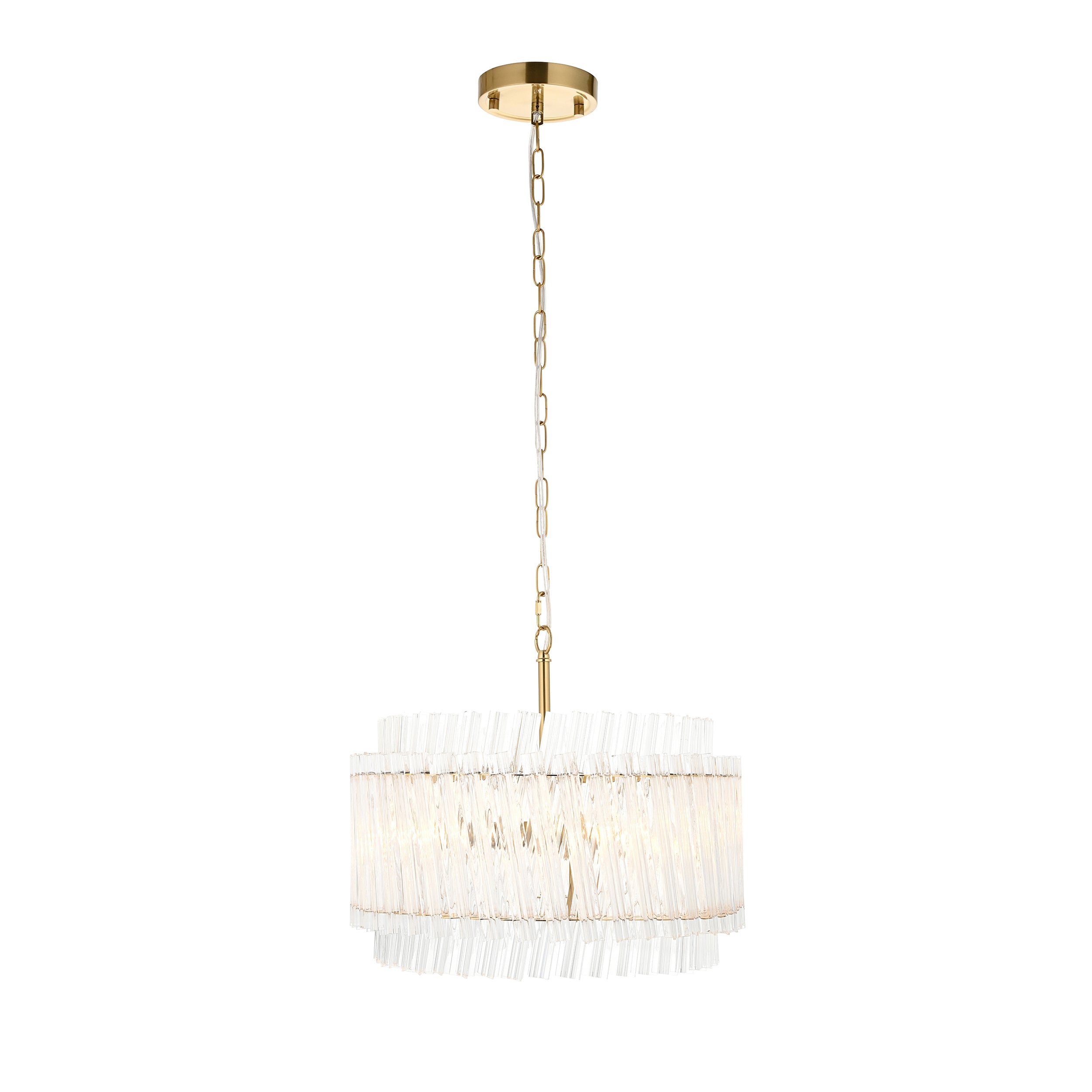 Utopia Lume 3 Light Ceiling Pendant - Brushed Aged Brass & Clear Glass