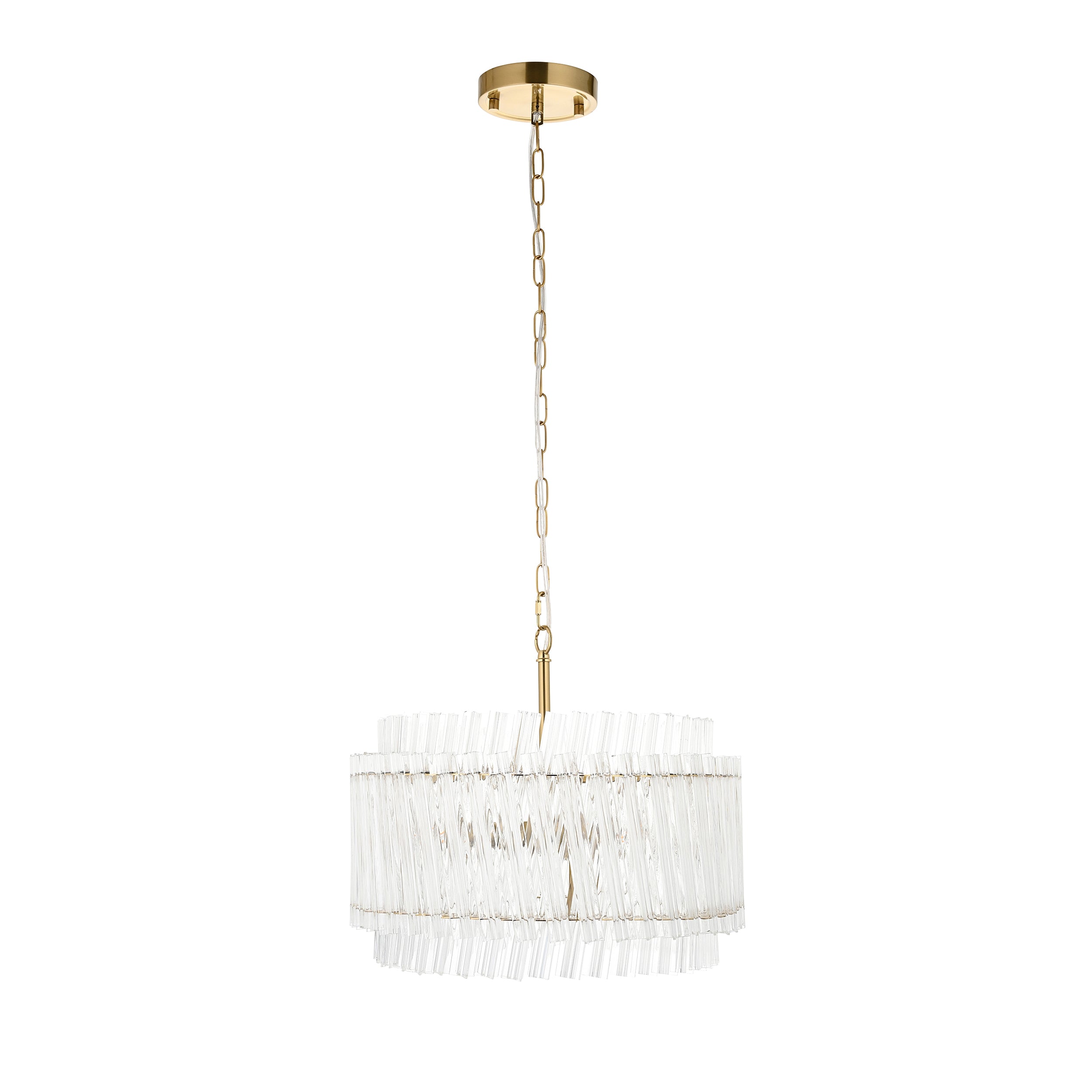 Utopia Lume 3 Light Ceiling Pendant - Brushed Aged Brass & Clear Glass