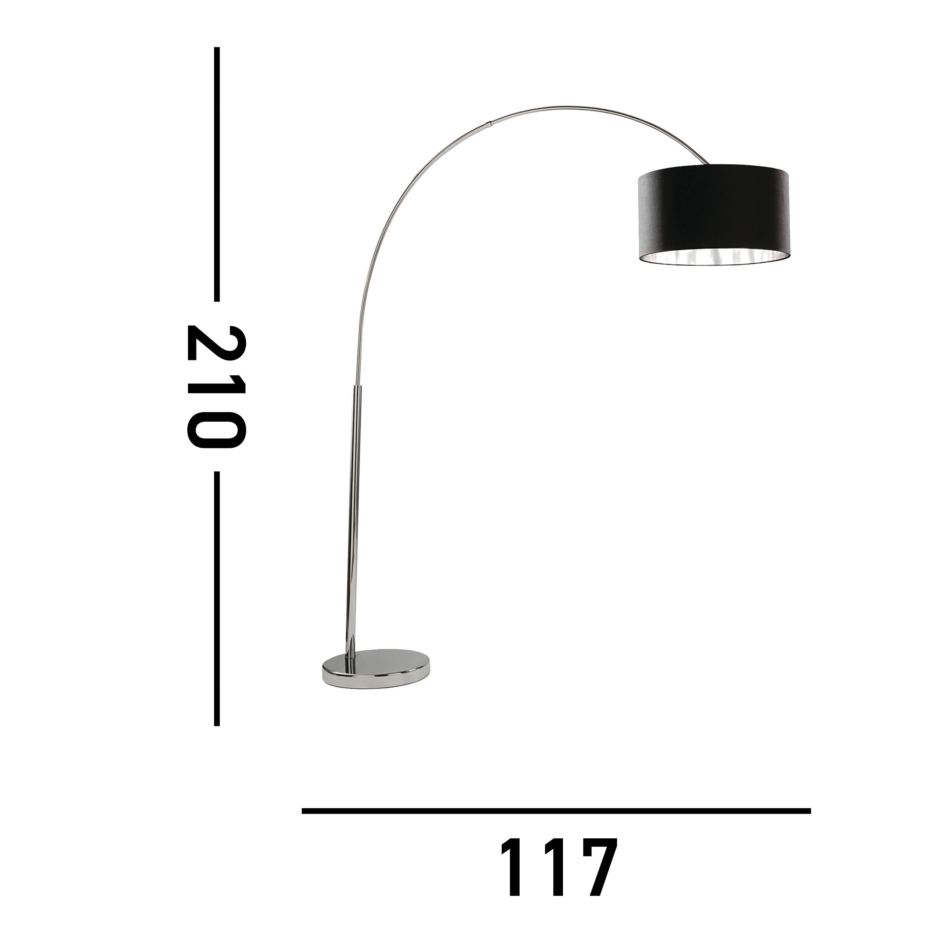 Searchlight Anson Floor Lamp - Chrome/Black Shade Silver Liner