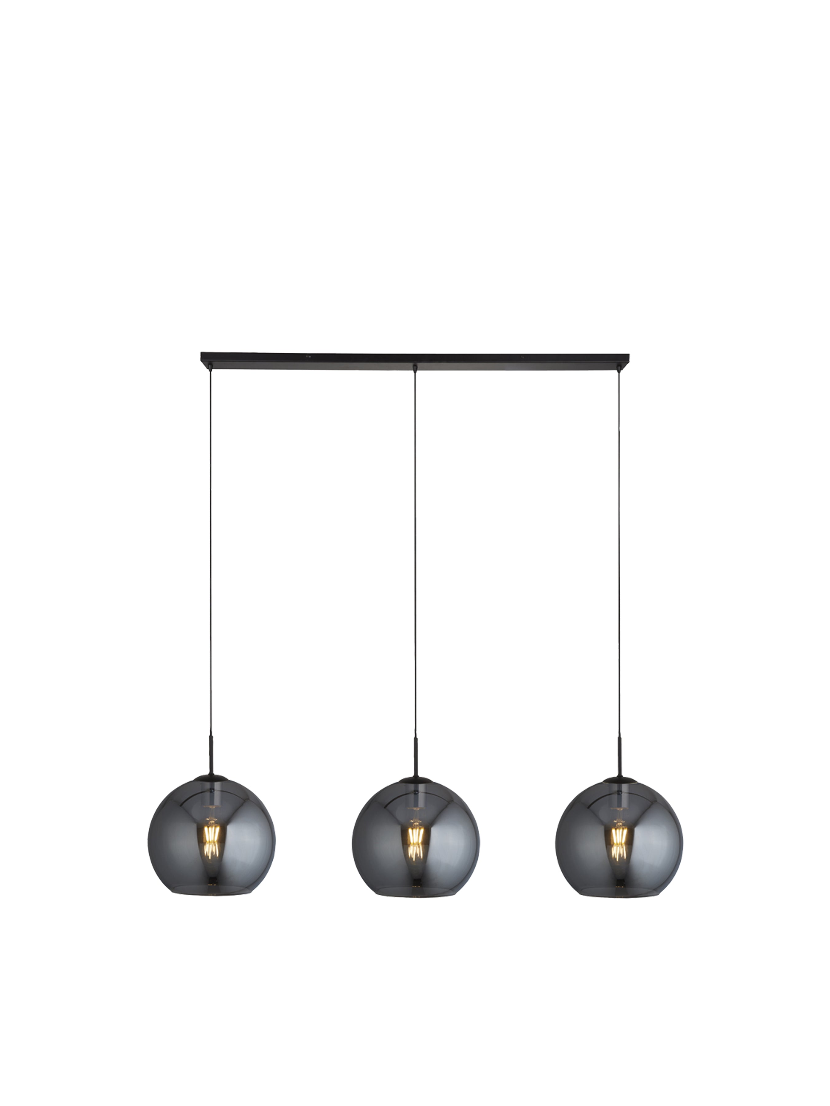 Searchlight Alma 3 Light Ceiling Pendant - Black & Smoked Glass