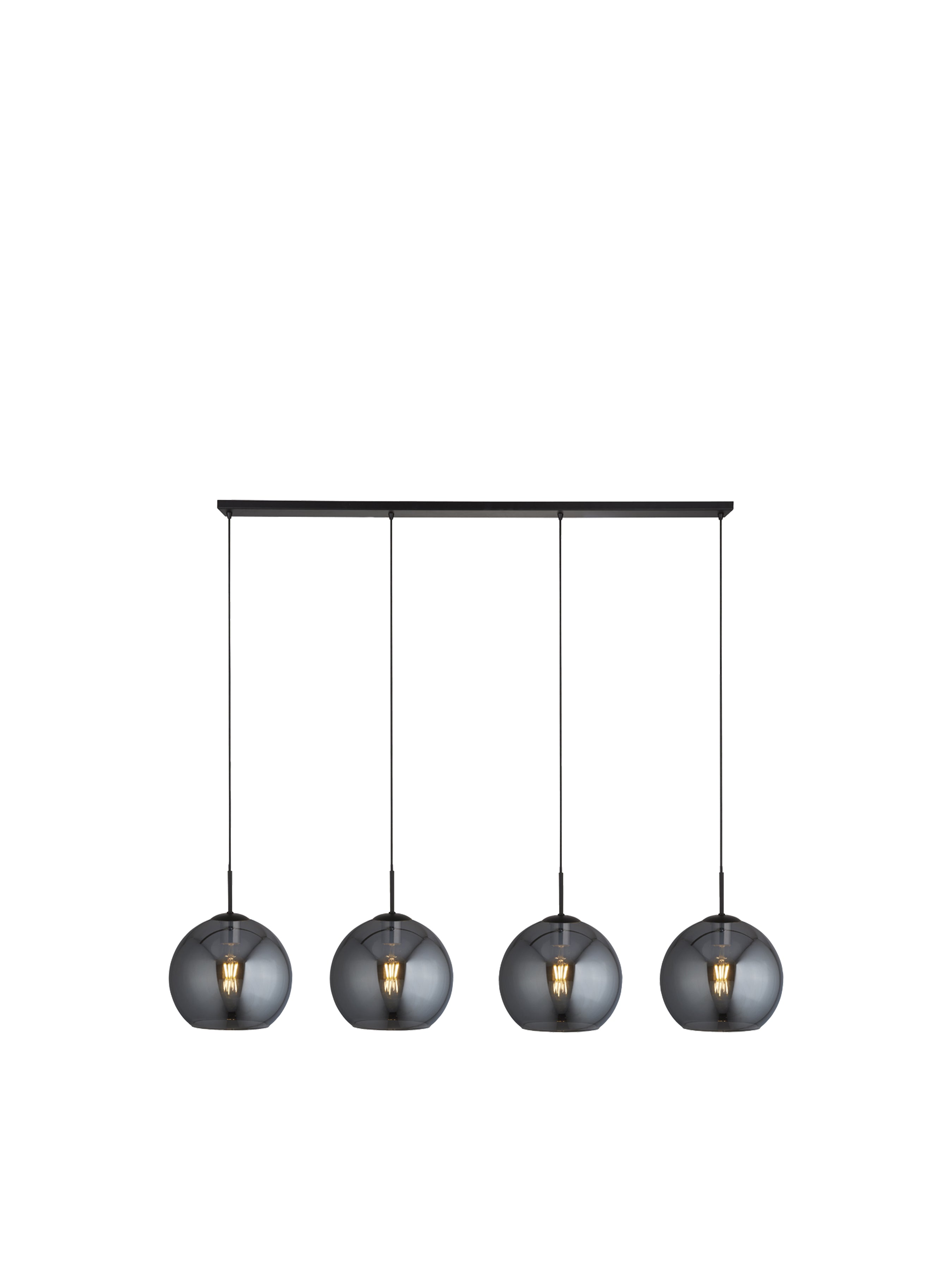 Searchlight Alma 4 Light Ceiling Pendant - Black & Smoked Glass