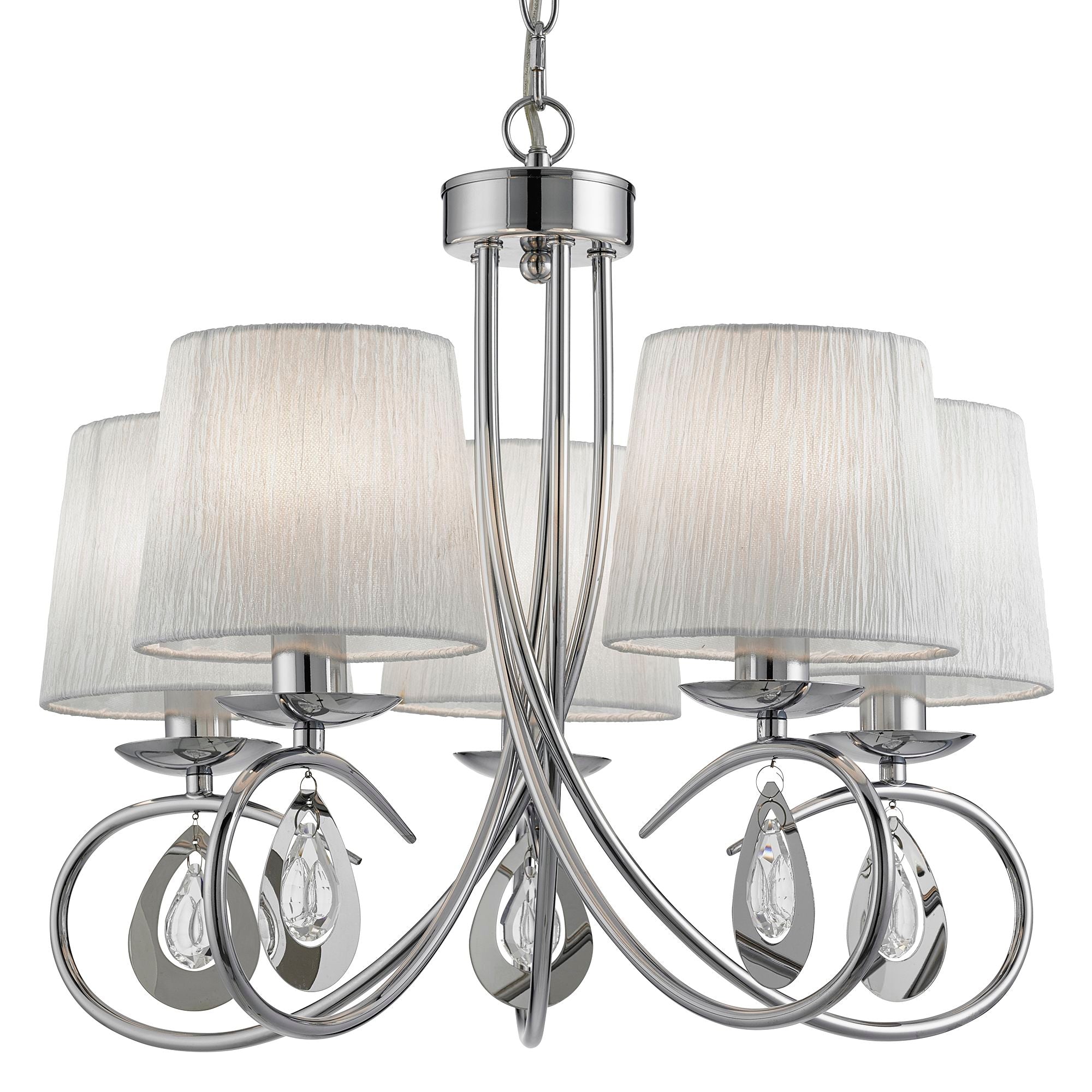 Searchlight Alroy Chrome 5 Light Ceiling Fitting With Pleated Shade