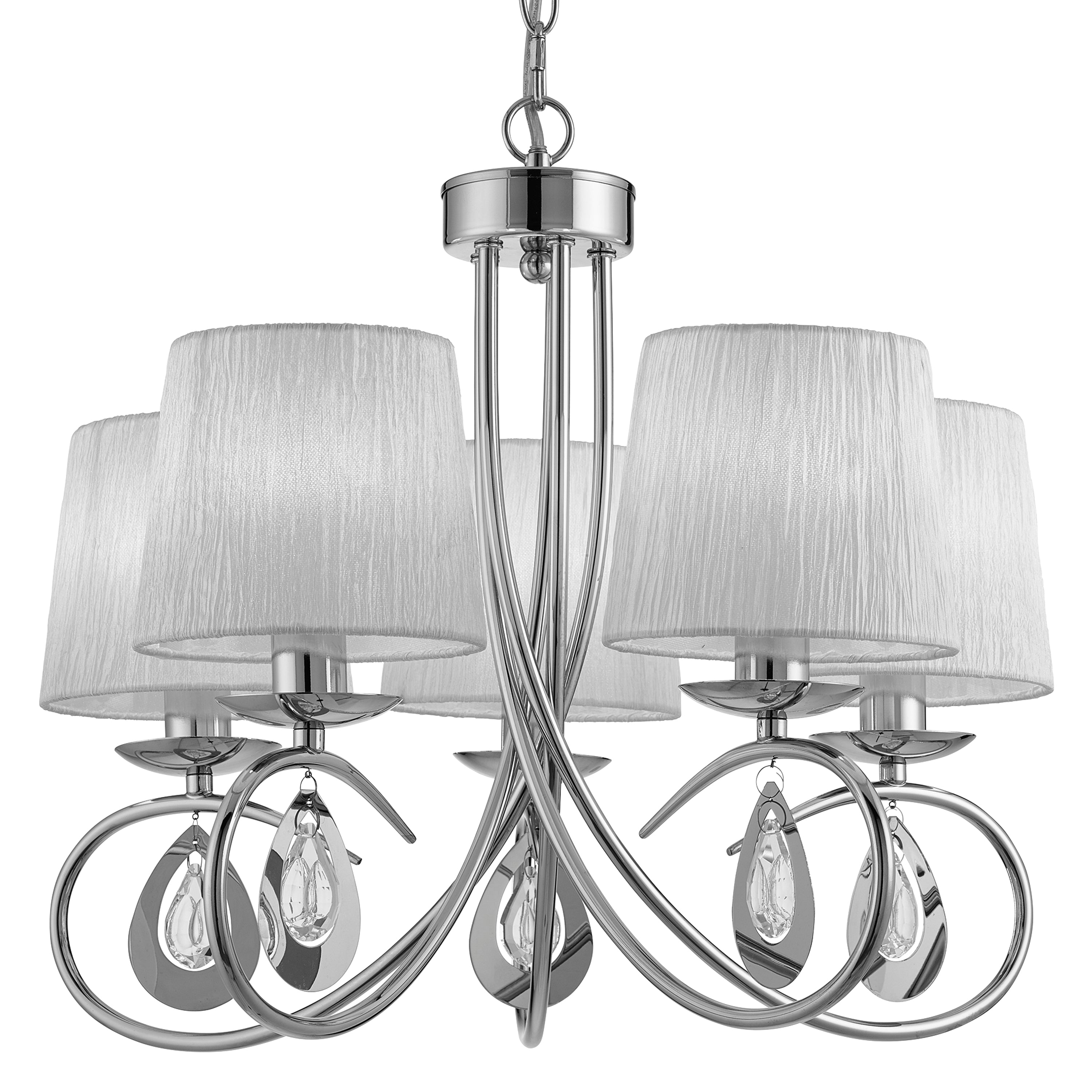 Searchlight Alroy Chrome 5 Light Ceiling Fitting With Pleated Shade