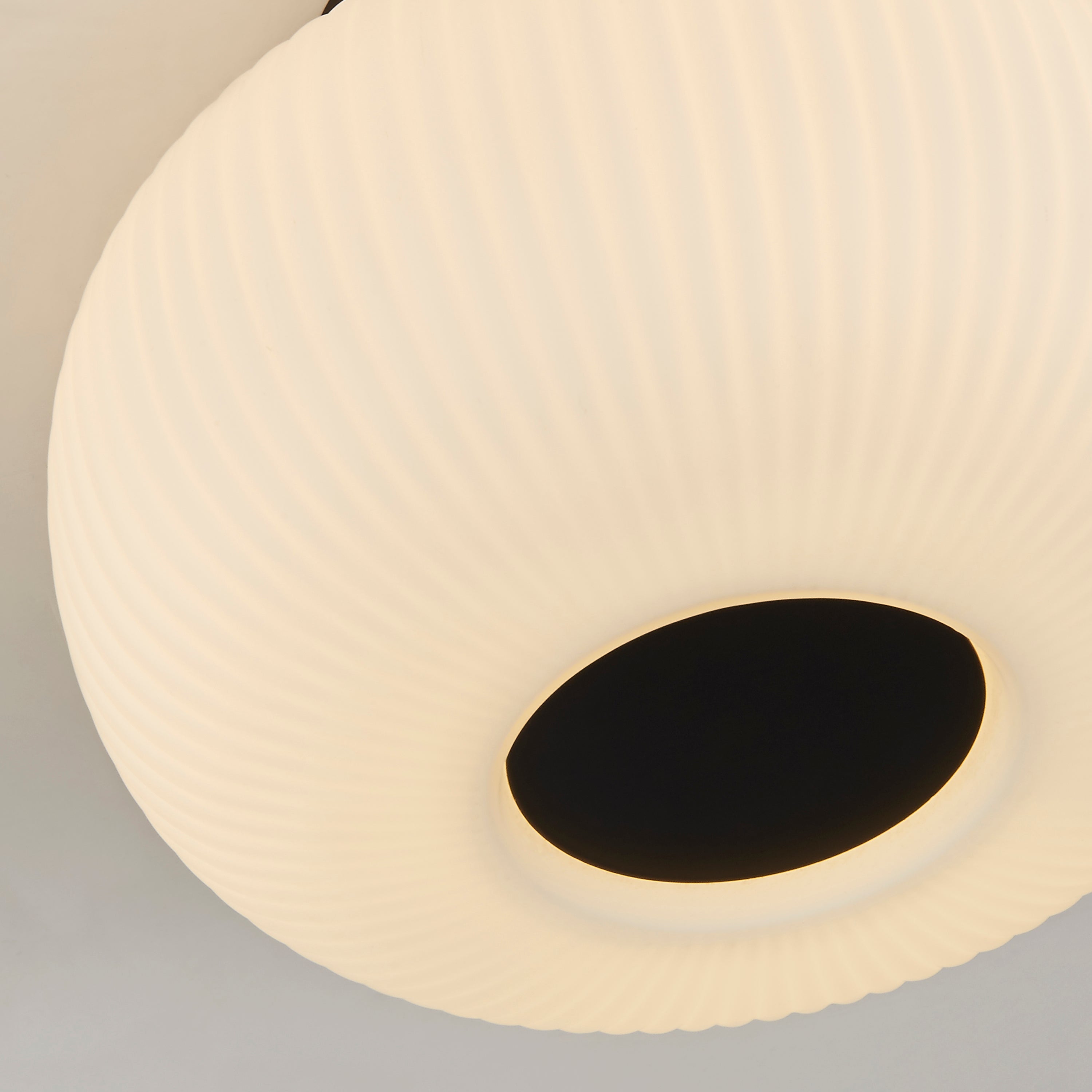 Searchlight Leopold Flush - Black & Opal Ribbed Glass