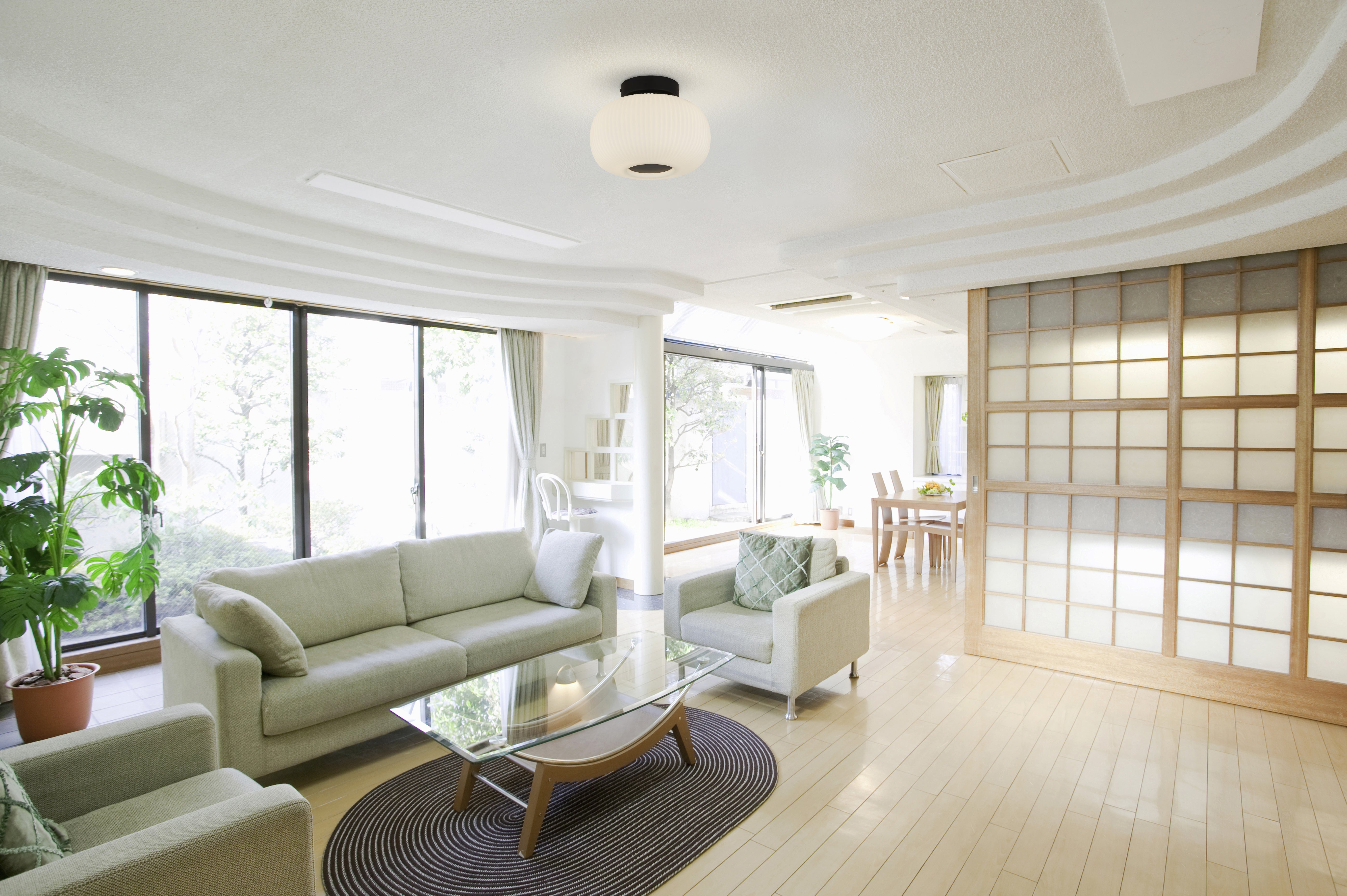 Searchlight Leopold Flush - Black & Opal Ribbed Glass