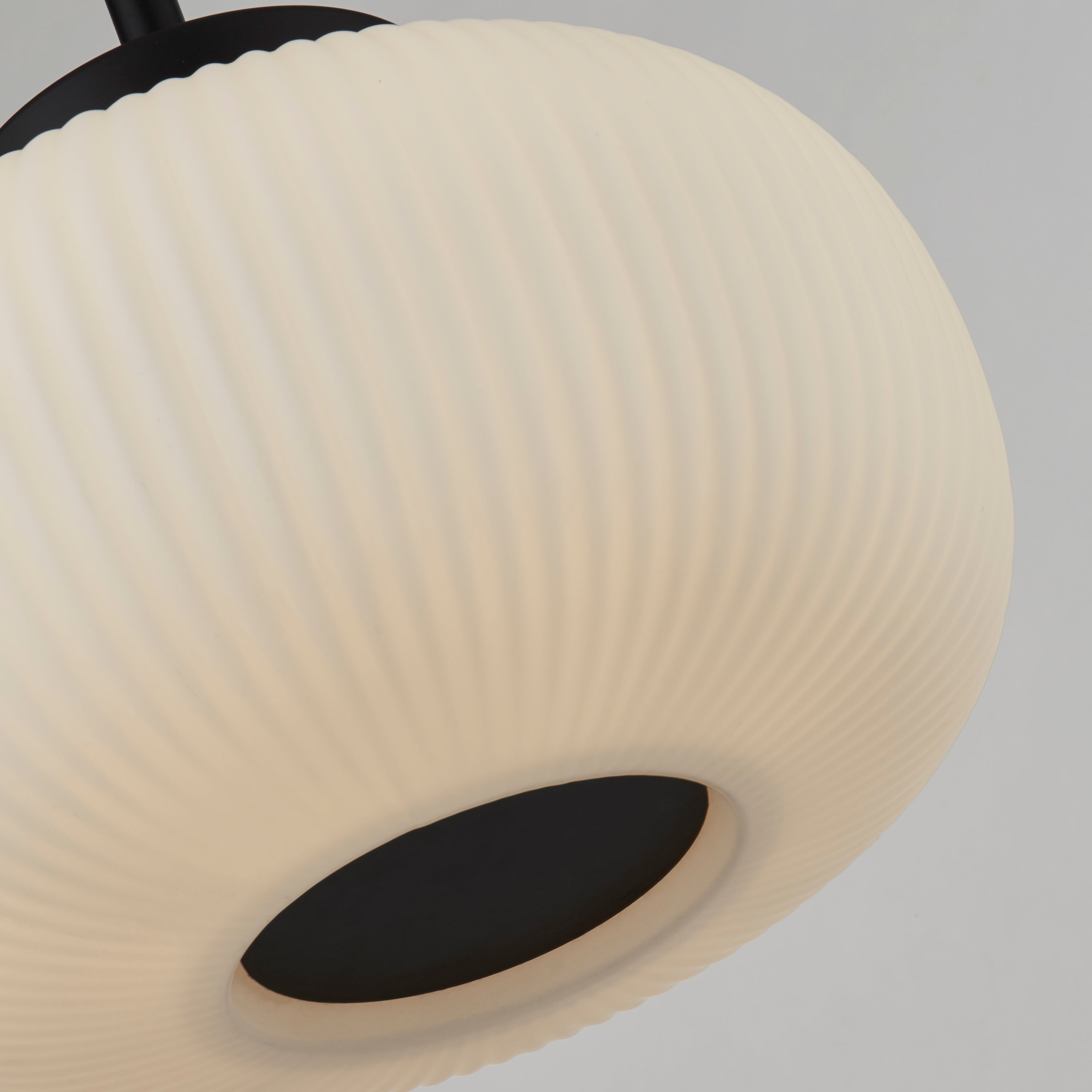 Searchlight Leopold Ceiling Pendant - Matt Black & Frosted Ribbed Glass