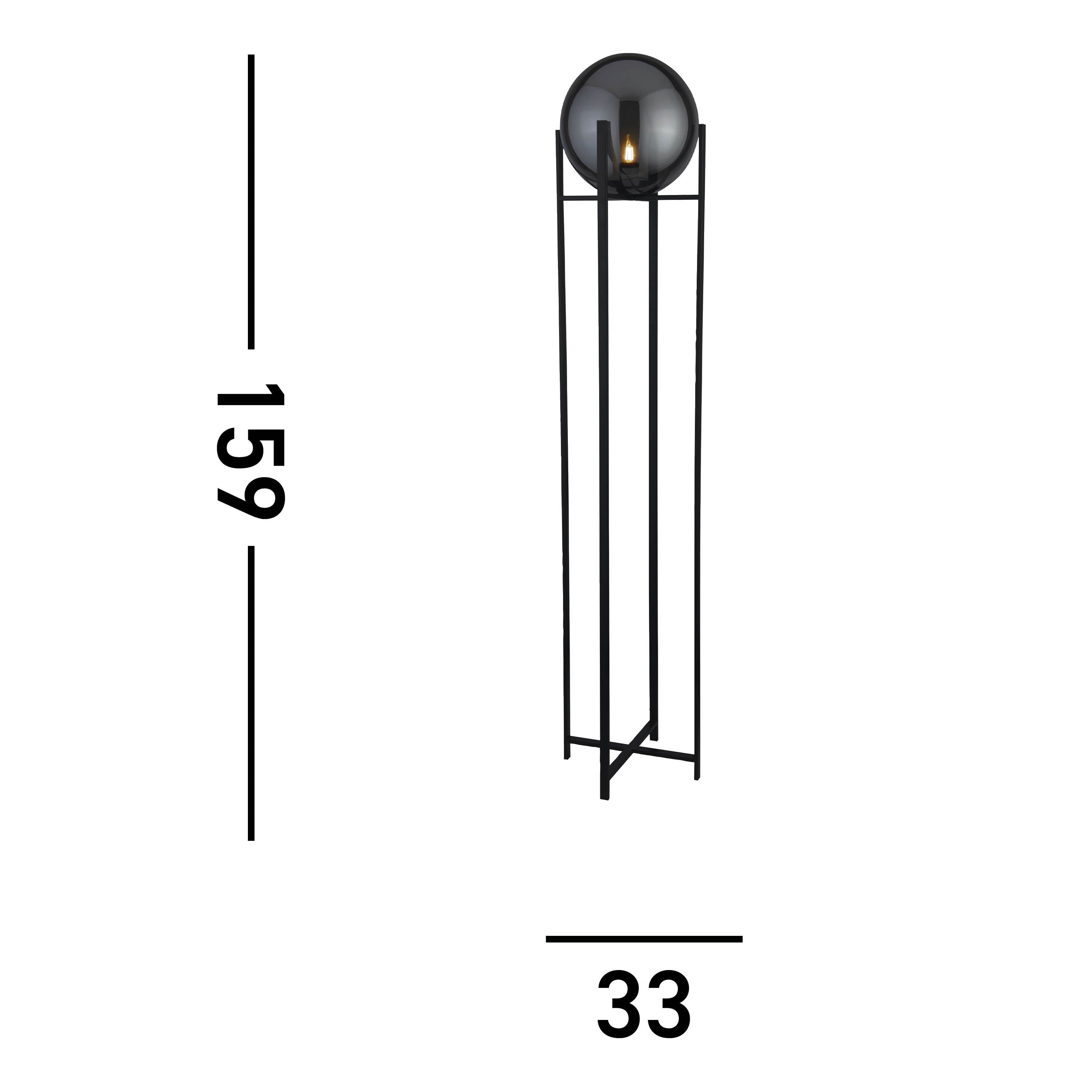 Searchlight Alma Floor Lamp - Matt Black & Smoked Glass