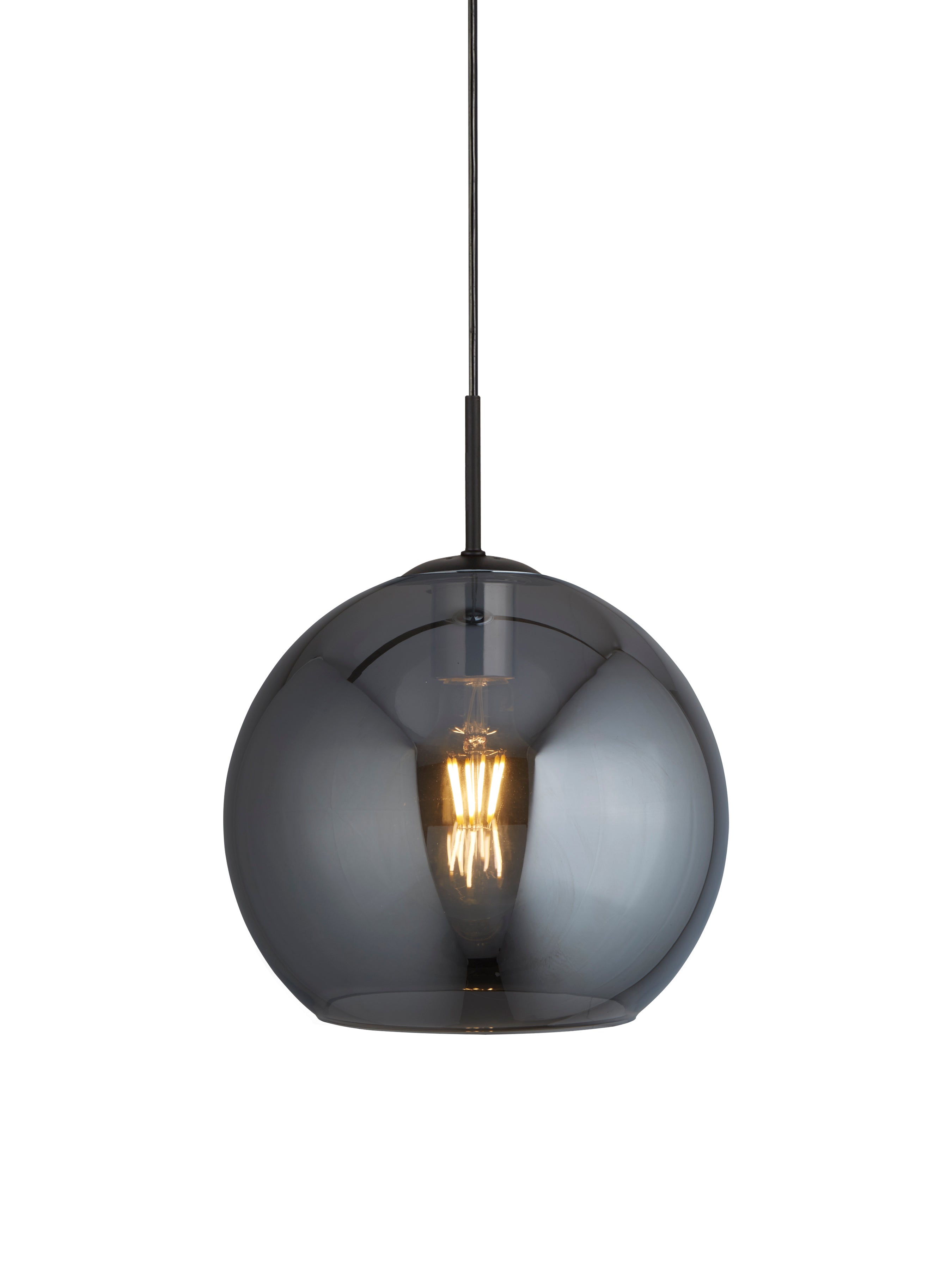 Searchlight Alma Ceiling Pendant - Matt Black & Smoked Glass