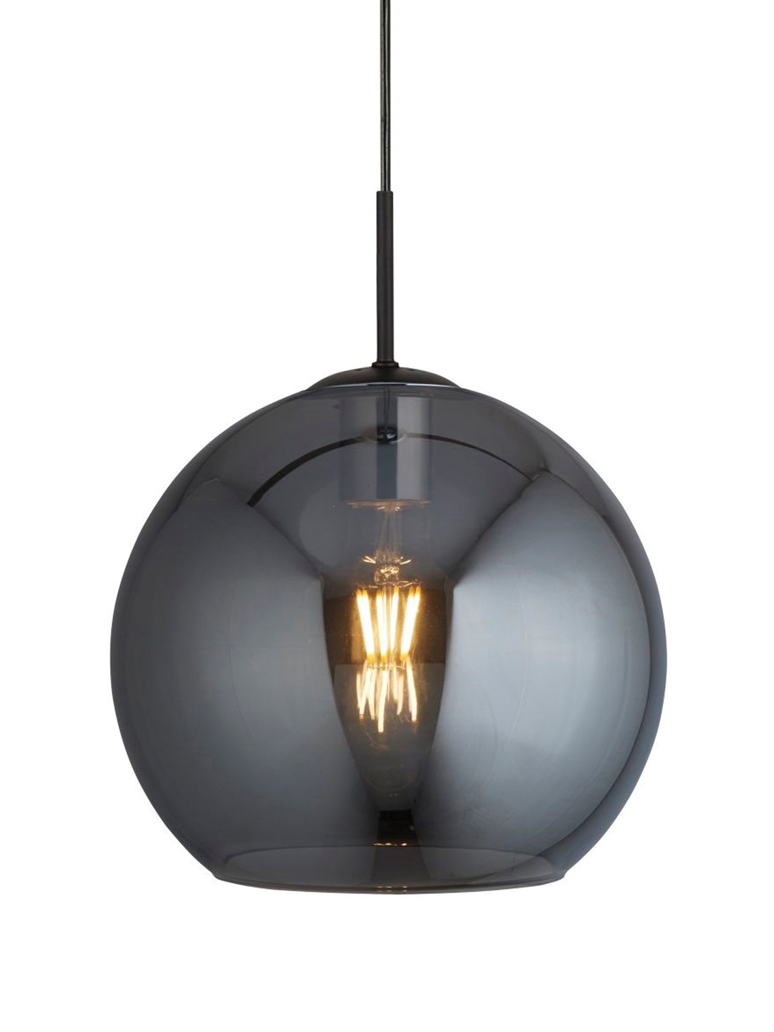 Searchlight Alma Ceiling Pendant - Matt Black & Smoked Glass