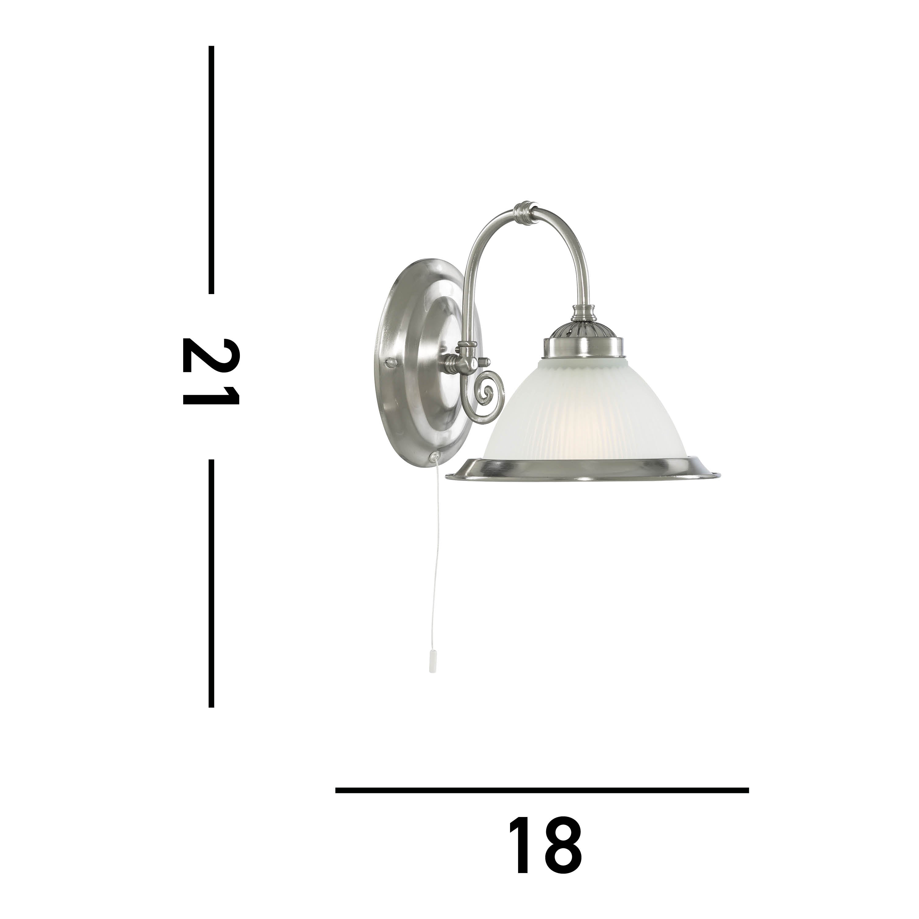 Searchlight Aintree Single Wall Bracket - Satin Silver & Acid Glass