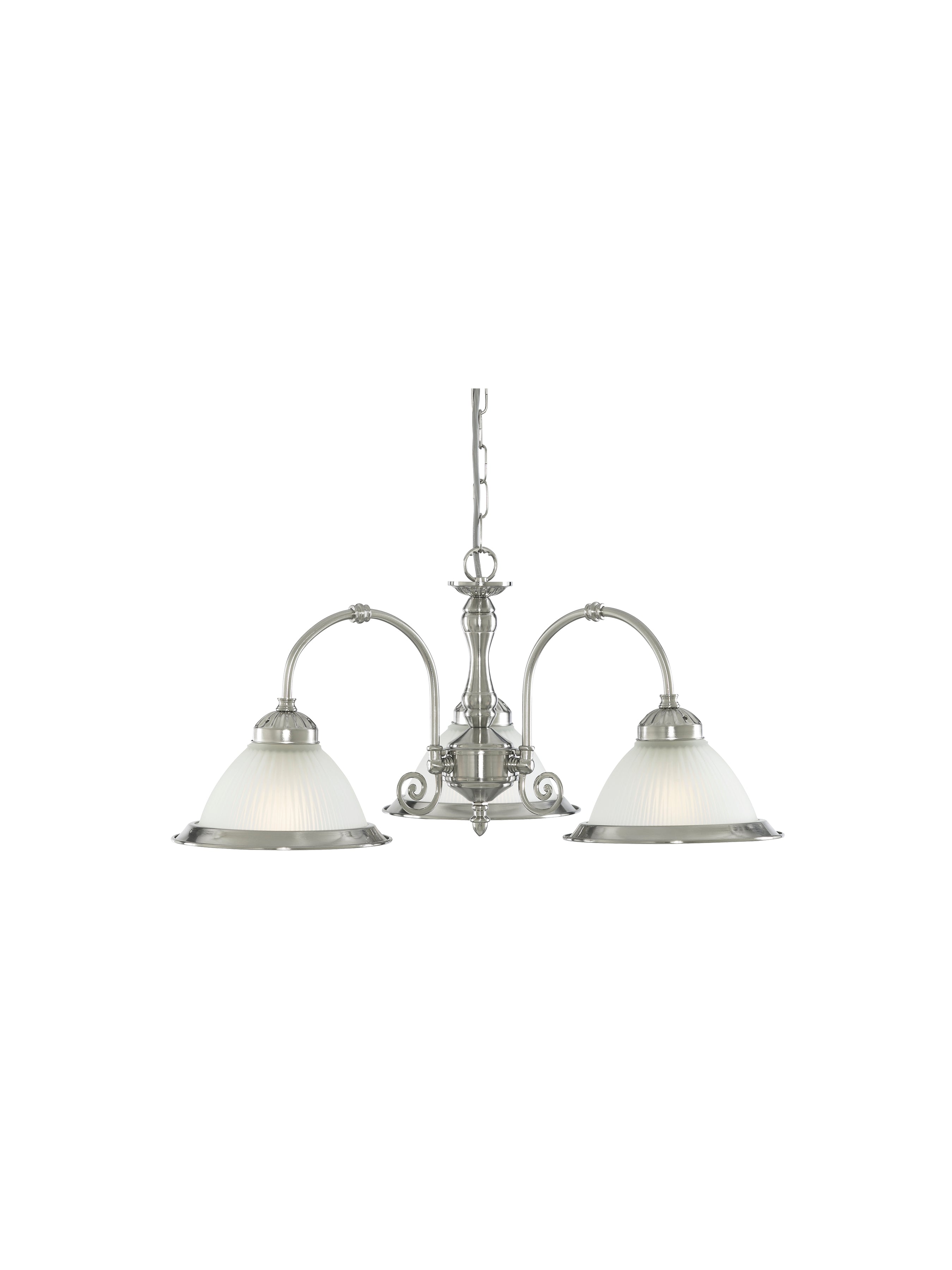 Searchlight Aintree 3 Light Ceiling Light - Satin Silver & Acid Glass