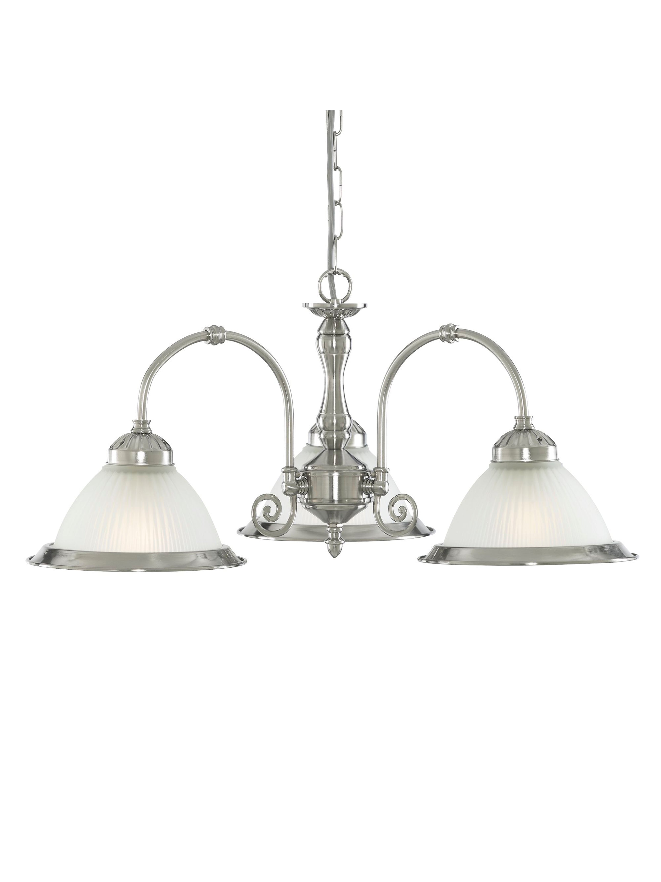 Searchlight Aintree 3 Light Ceiling Light - Satin Silver & Acid Glass