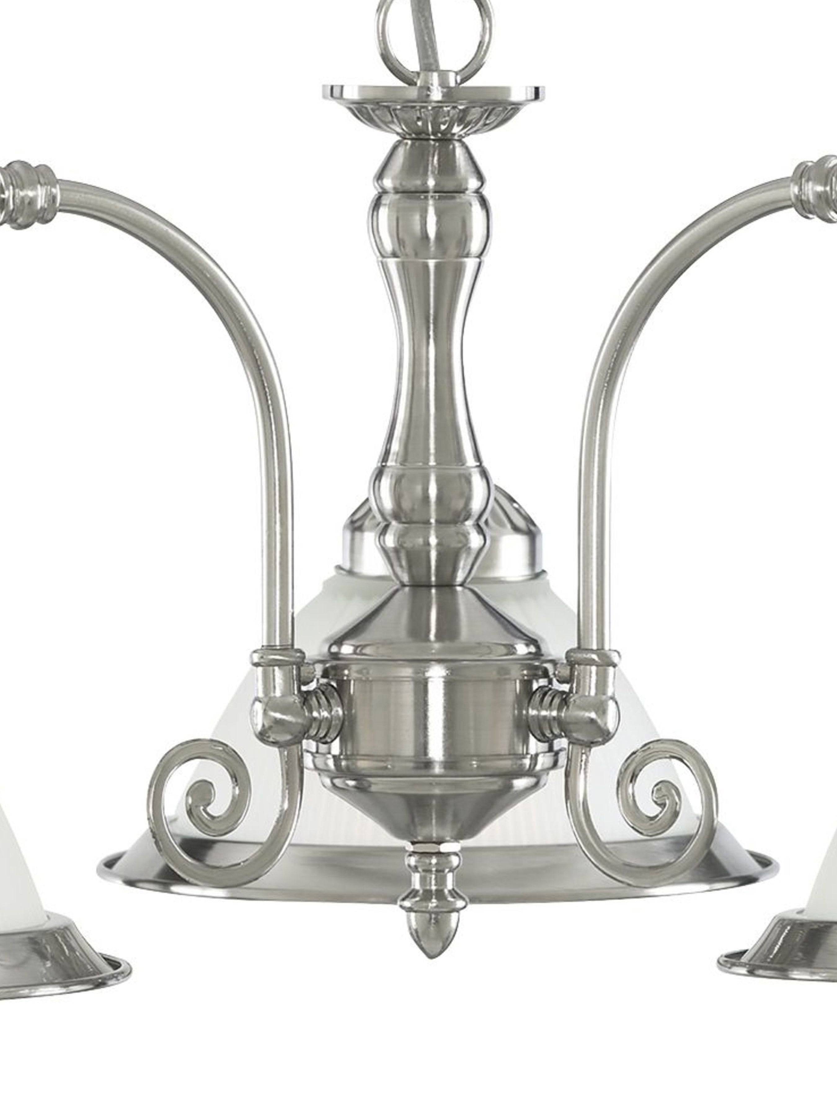 Searchlight Aintree 3 Light Ceiling Light - Satin Silver & Acid Glass