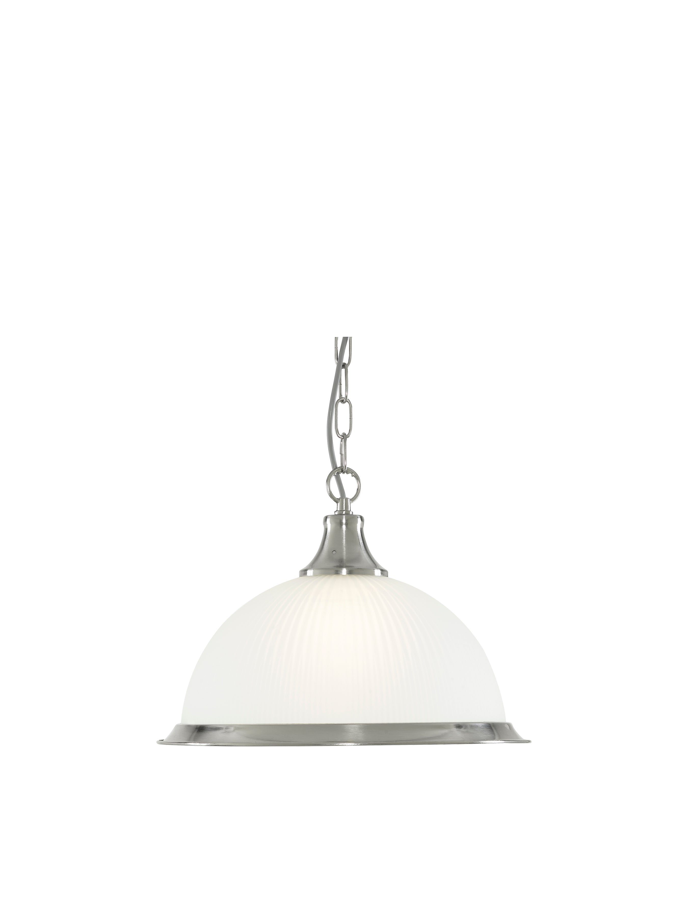 Searchlight Abbey Diner Satin Silver Pendant With Acid Ribbed Glass