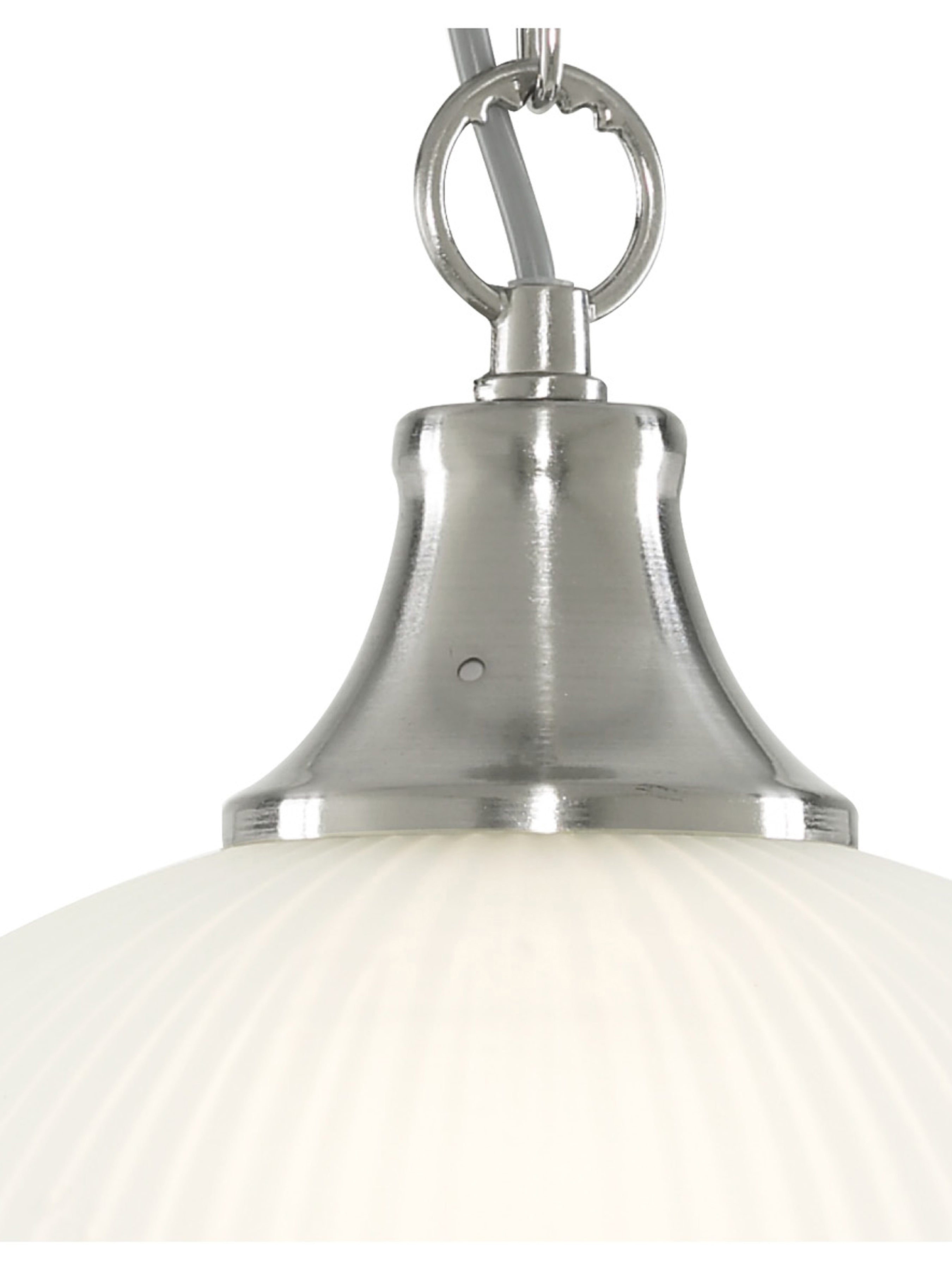 Searchlight Abbey Diner Satin Silver Pendant With Acid Ribbed Glass