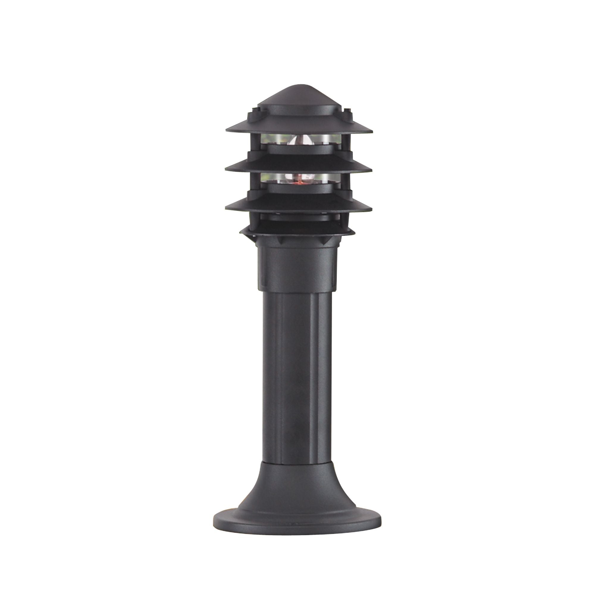 Searchlight Burnall 450mm Wide Louvre Outdoor Post - Black Aluminium & Glass - IP44