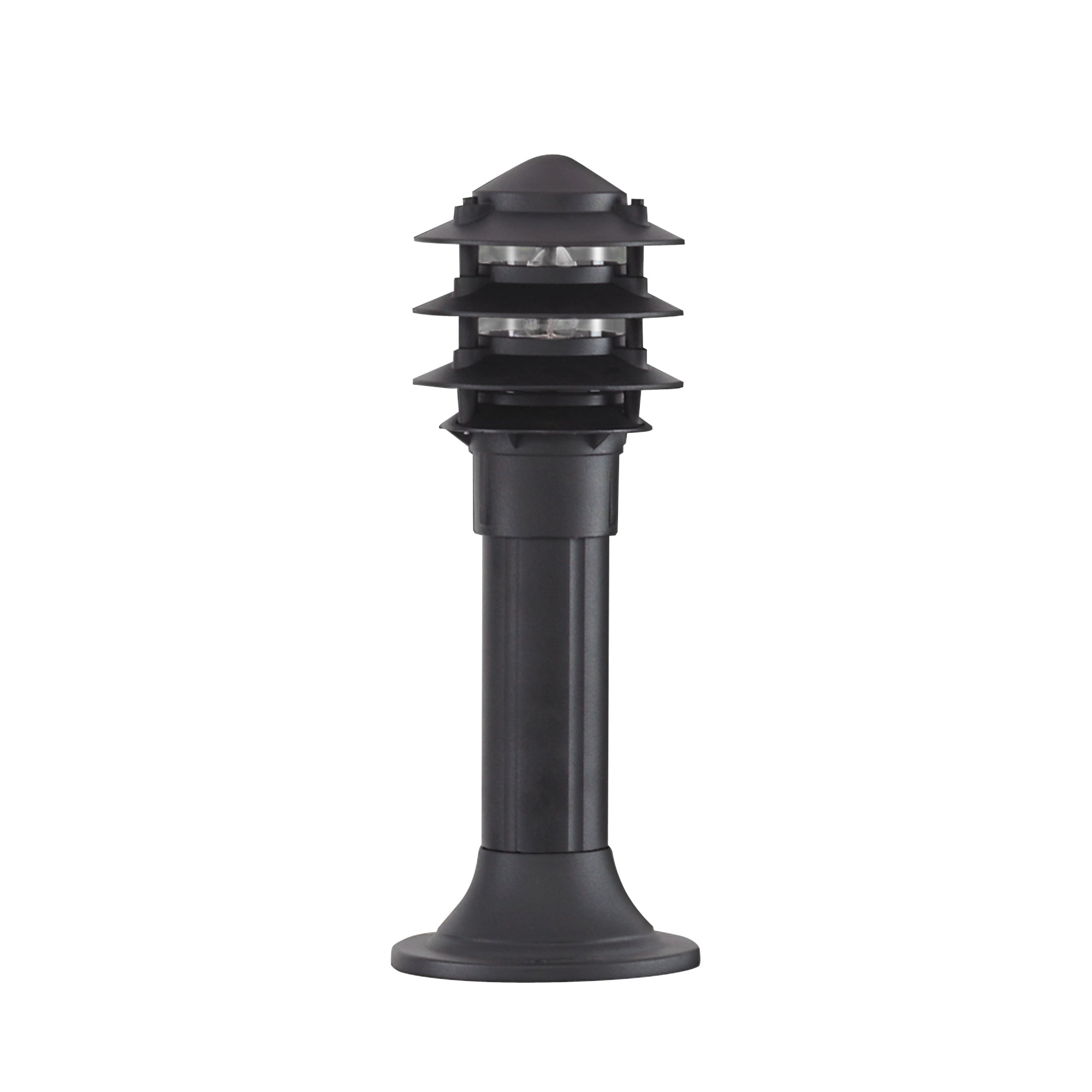 Searchlight Burnall 450mm Wide Louvre Outdoor Post - Black Aluminium & Glass - IP44