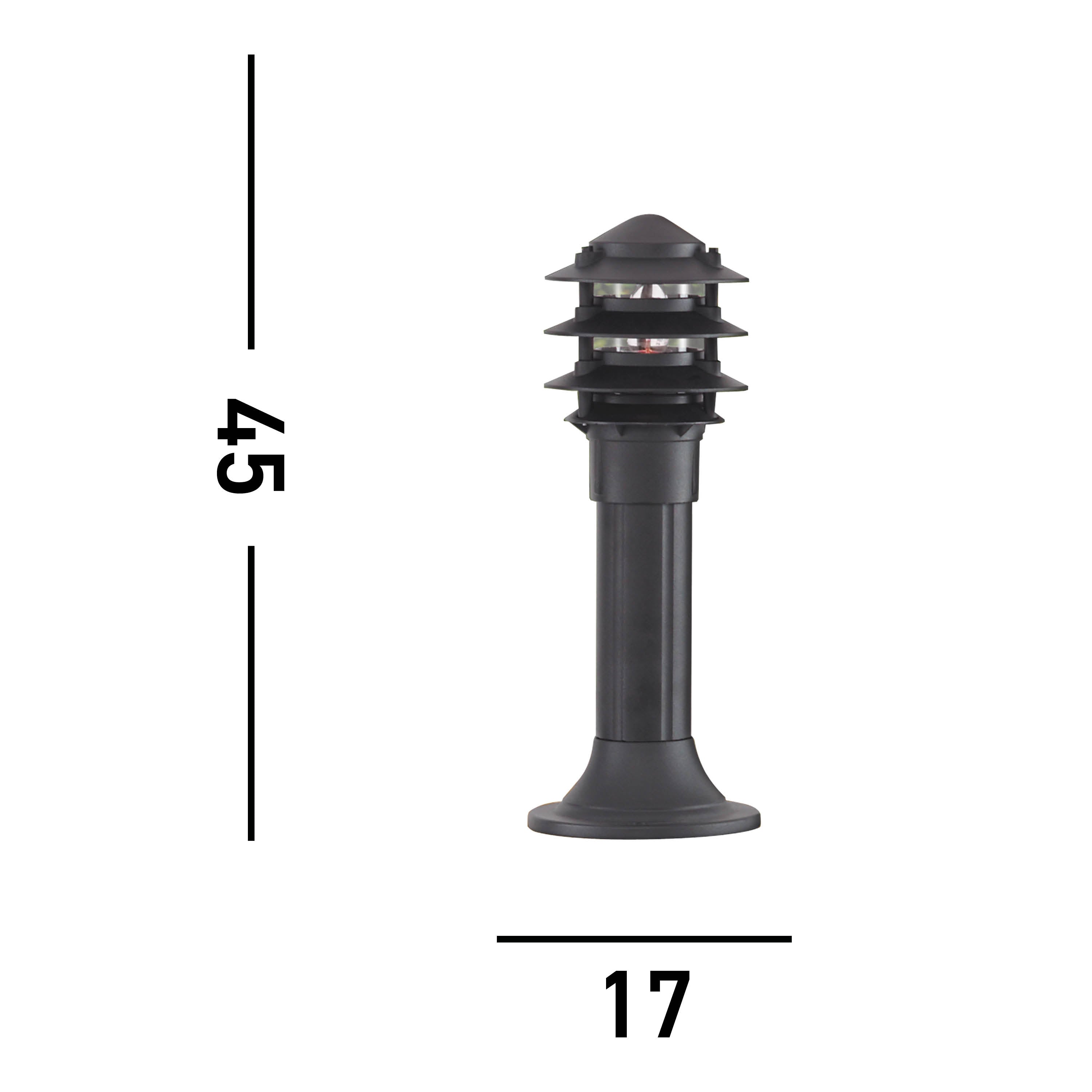 Searchlight Burnall 450mm Wide Louvre Outdoor Post - Black Aluminium & Glass - IP44