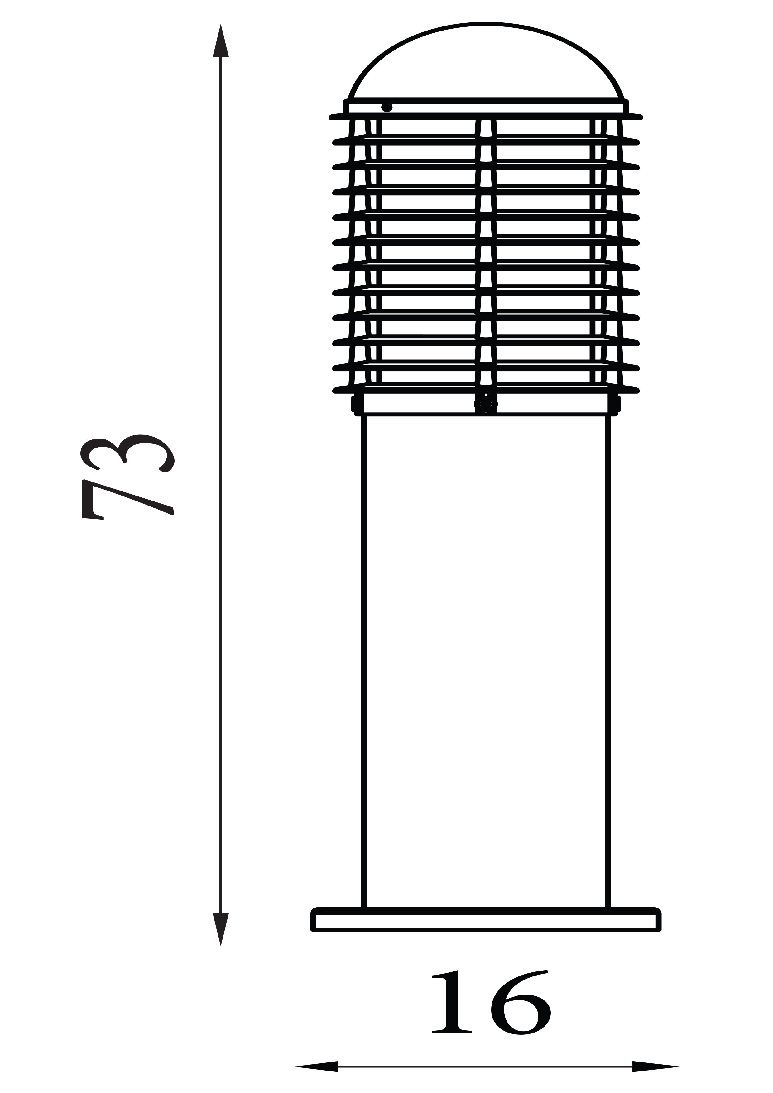 Searchlight Burnall 730mm Narrow Louvre Outdoor Post - Black Aluminium & Glass - IP44