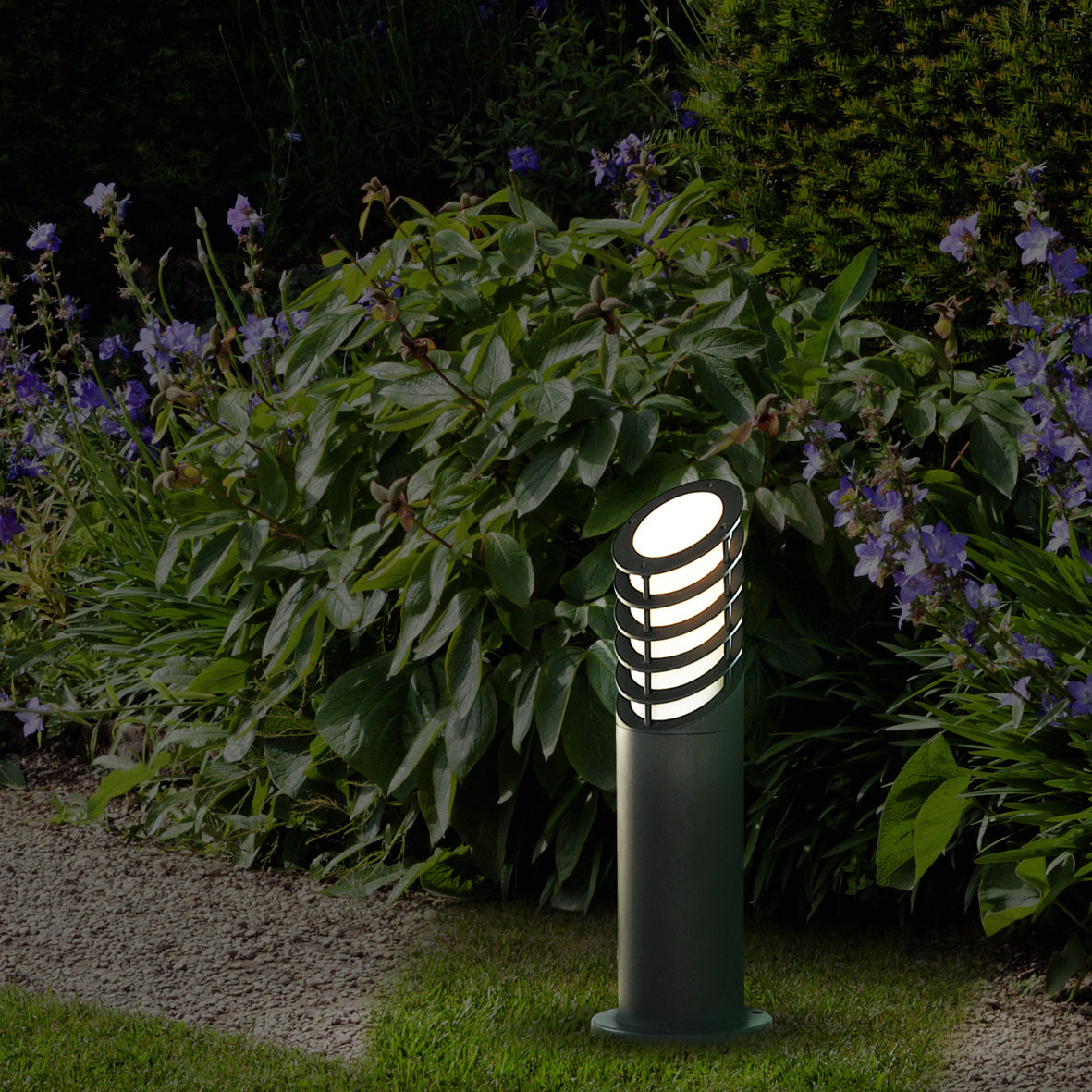 Searchlight Burnall 450mm Pointed Outdoor Post - Black Aluminium & Glass - IP44