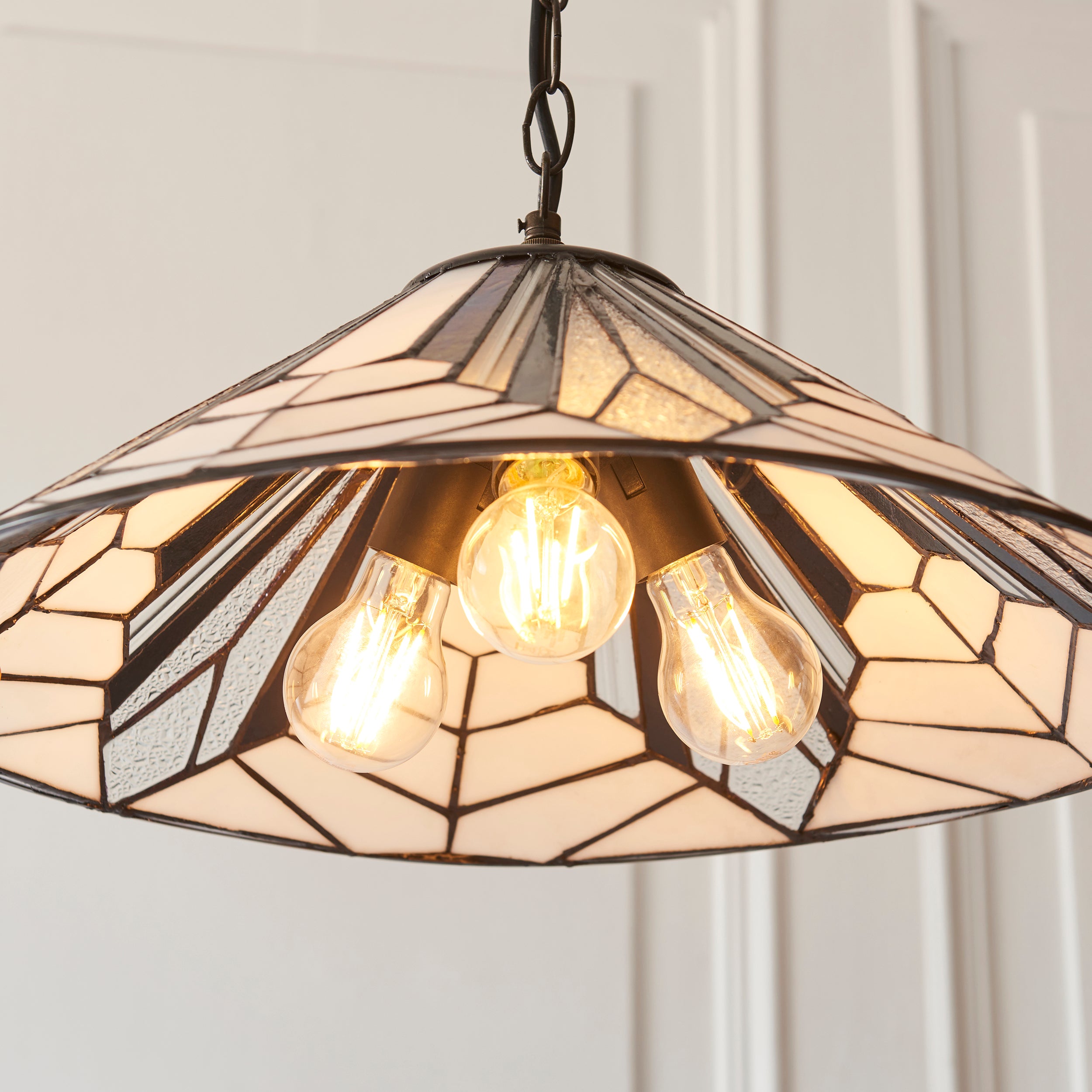Interiors 1900 Astoria 3 Light Pendant - Handcrafted Tiffany Style Glass