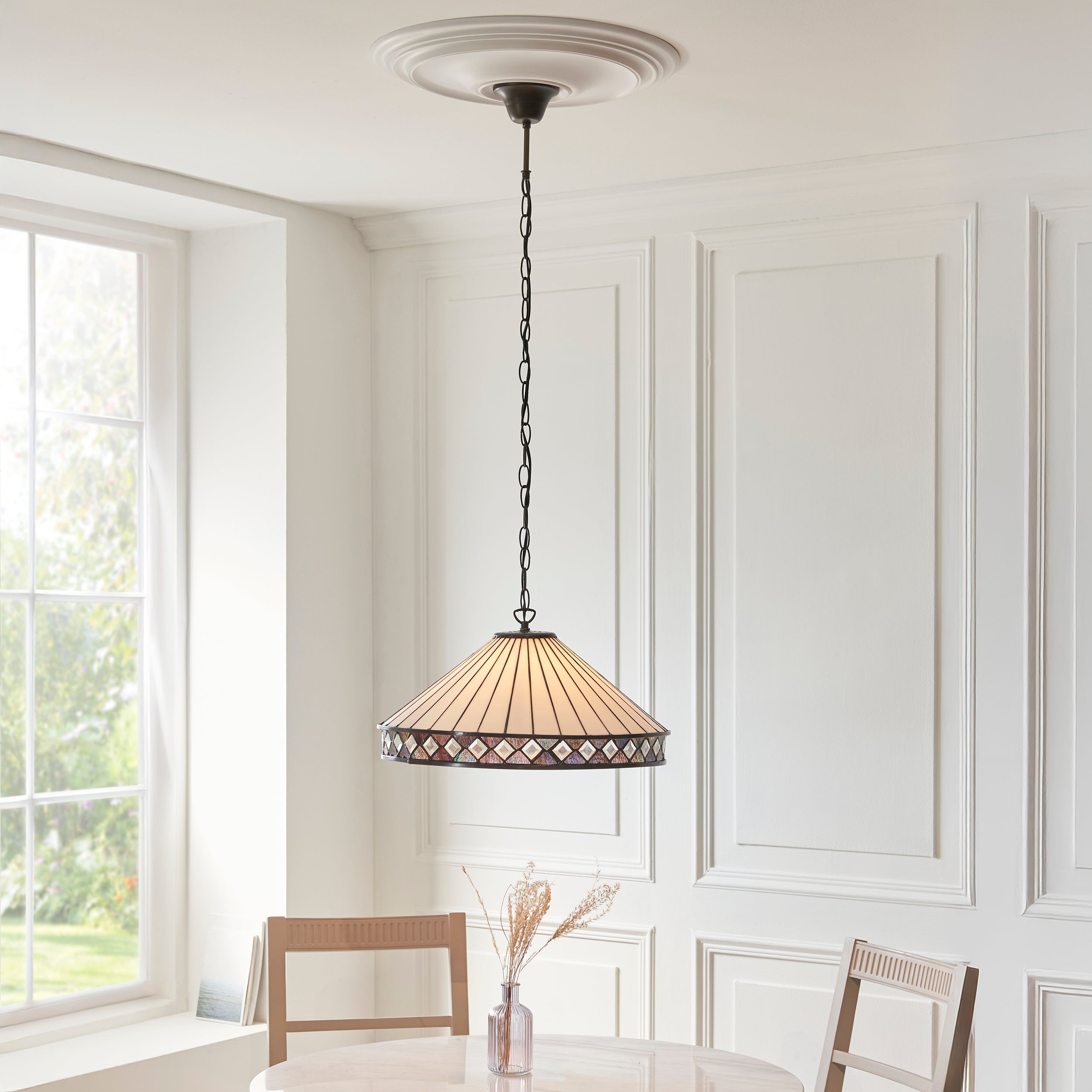 Interiors 1900 Fargo 3 Light Pendant - Handcrafted Tiffany Style Glass