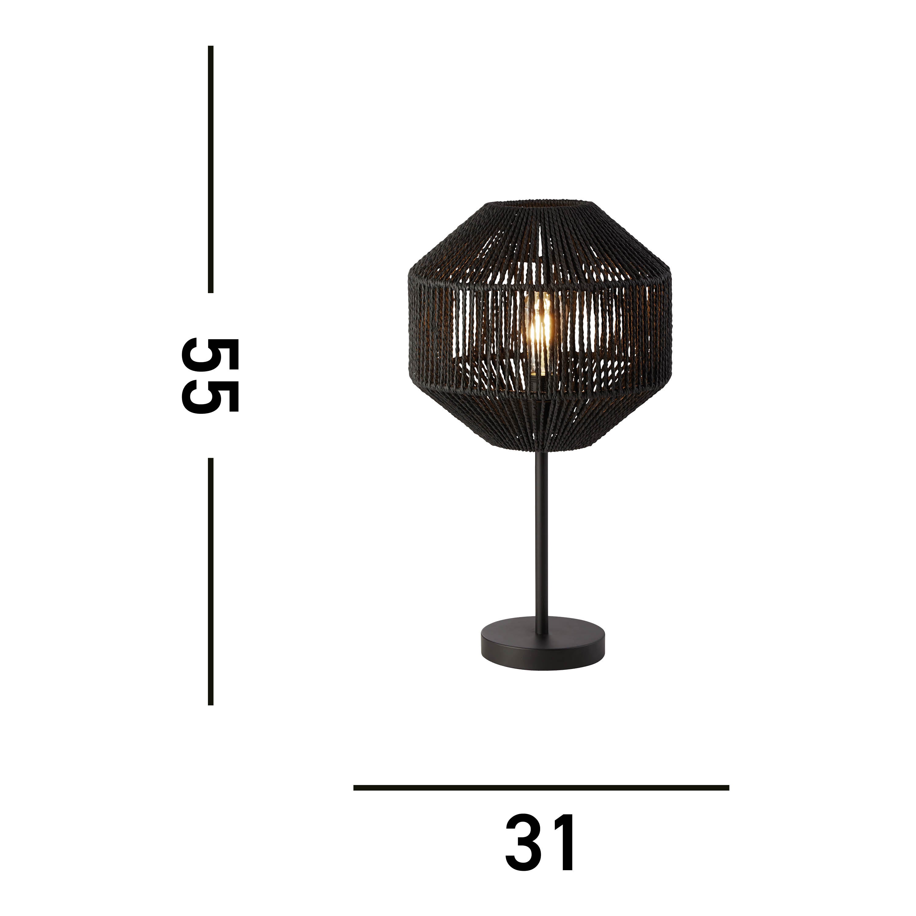 Searchlight Wyatt Wicker Table Lamp - Black Wyatt Wicker