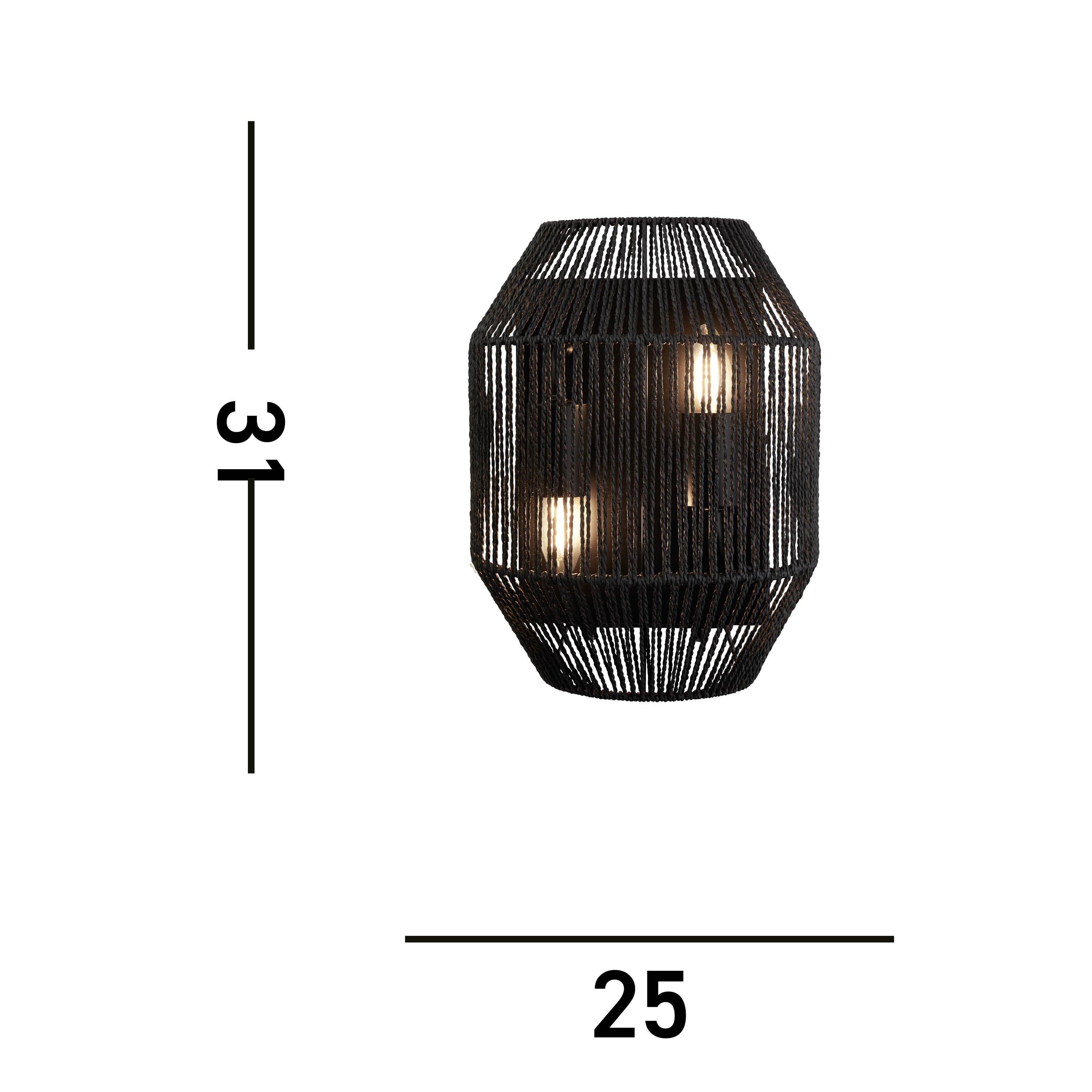 Searchlight Wyatt Wicker 2 Light Wall Light - Black Wyatt Wicker
