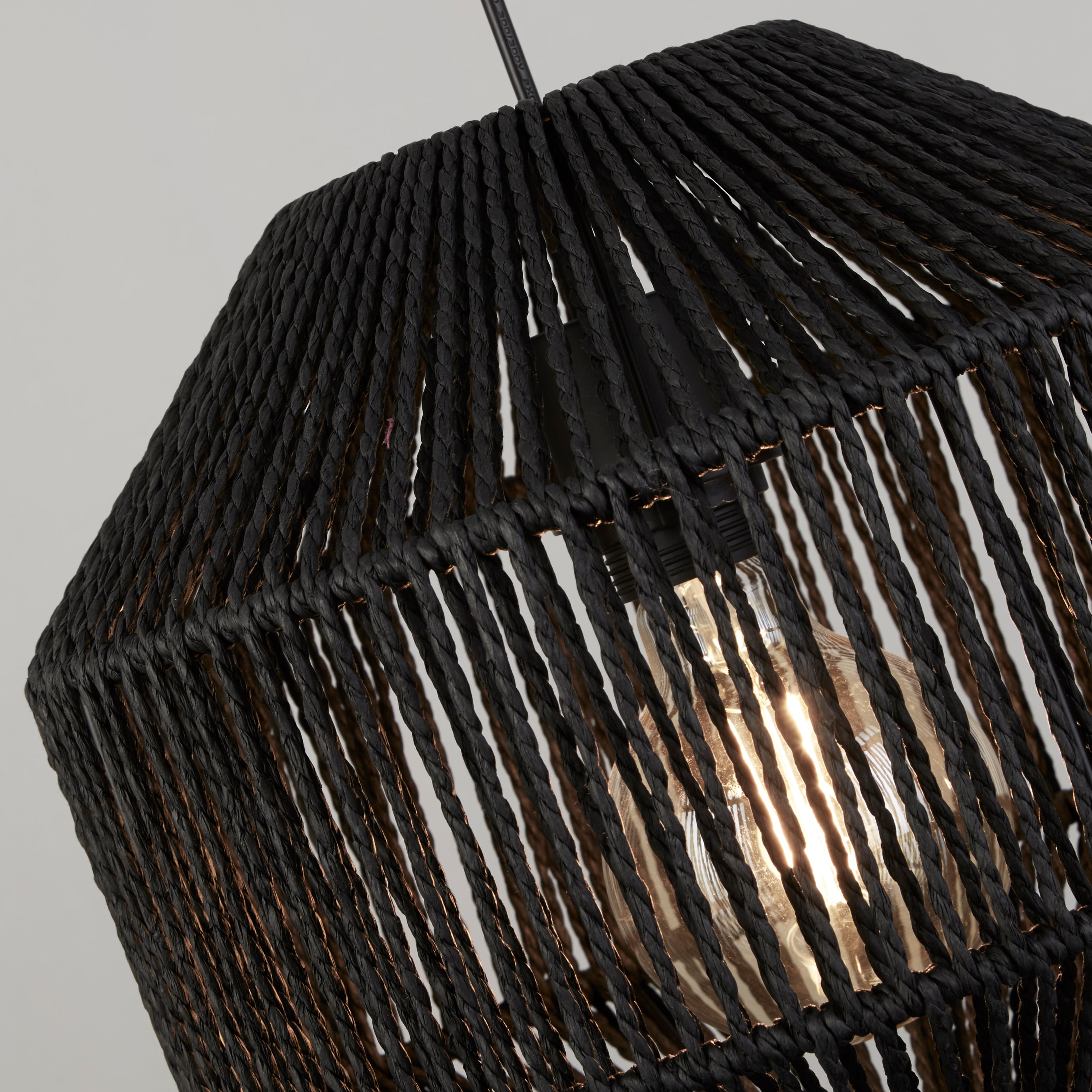 Searchlight Gainsborough 3 Light Linear Pendant - Black Wicker