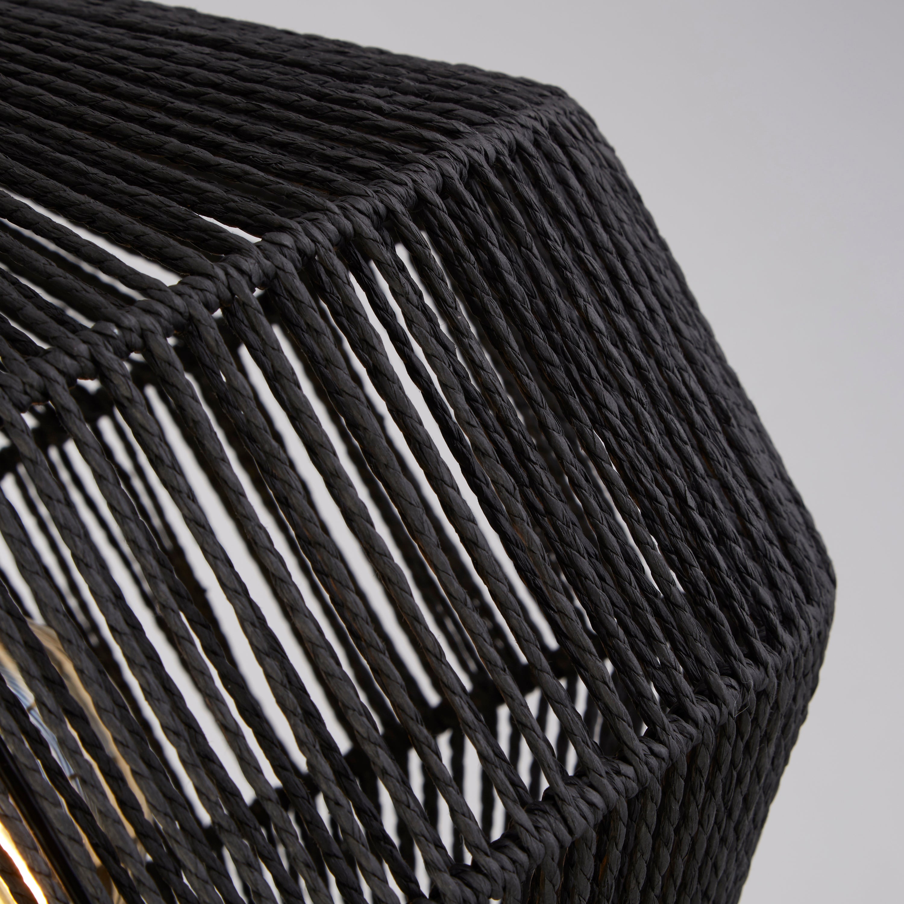 Searchlight Wyatt Wicker Floor Lamp - Black Wyatt Wicker