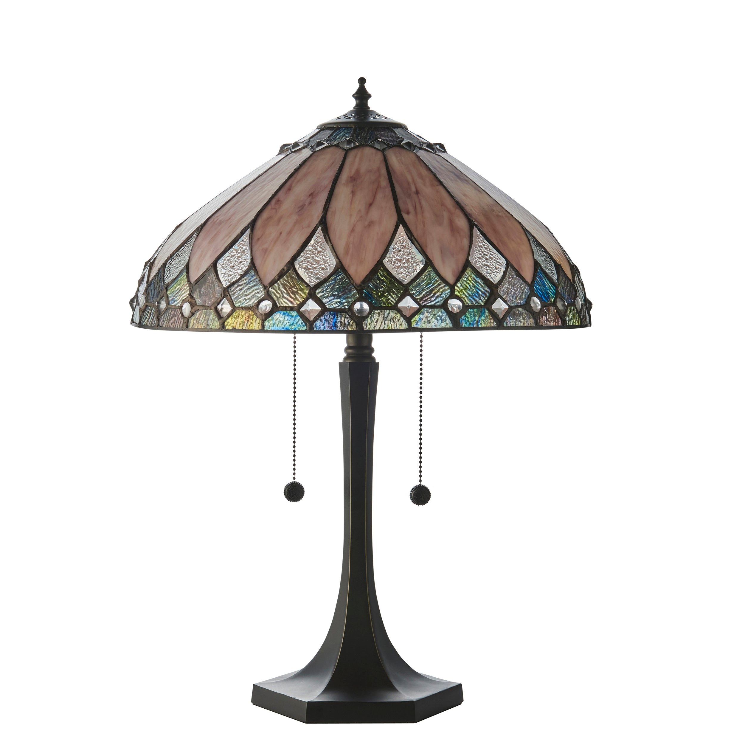 Interiors 1900 Brooklyn Medium 2 Light Table Lamp -Handcrafted Tiffany Style Glass