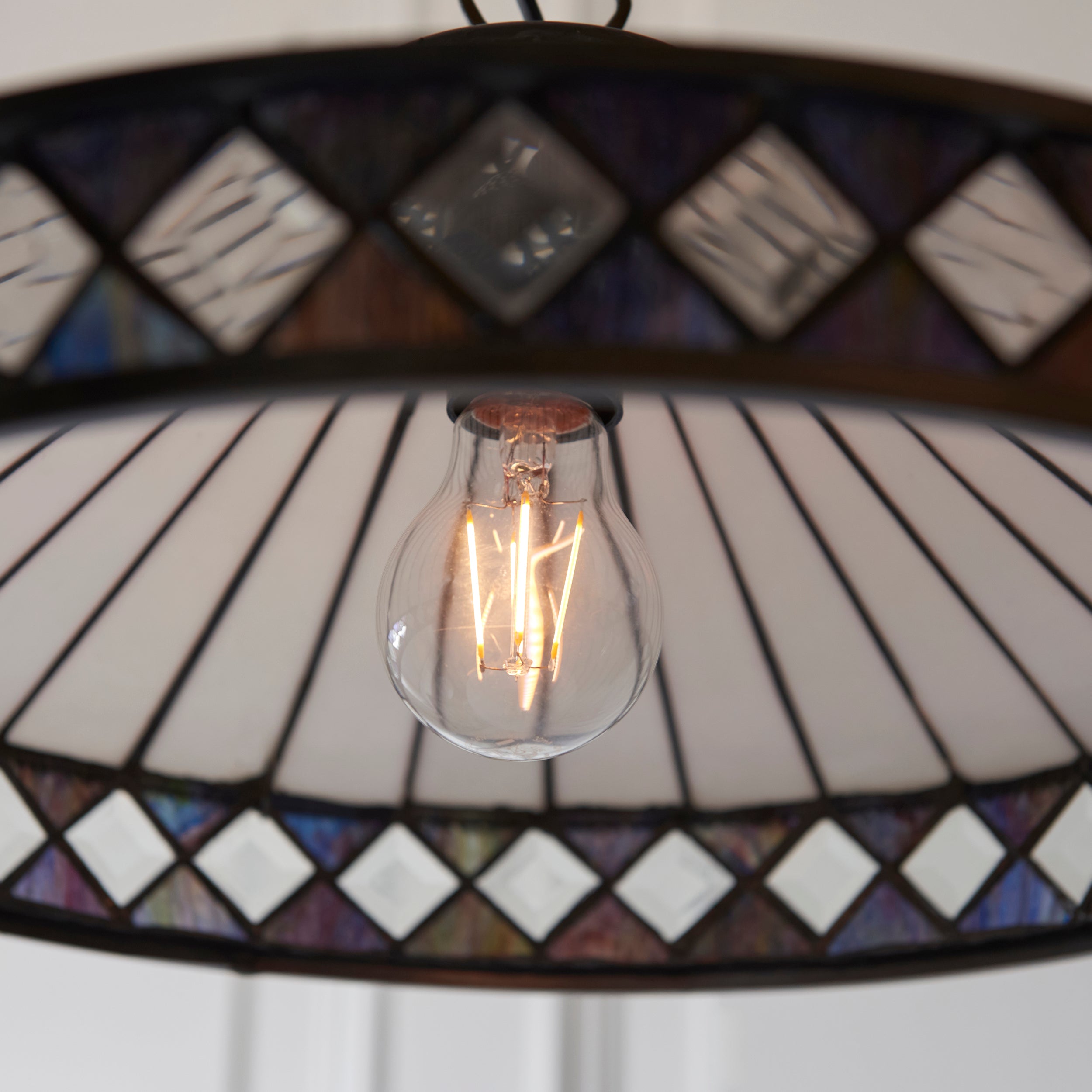 Interiors 1900 Fargo Medium Pendant - Handcrafted Tiffany Style Glass