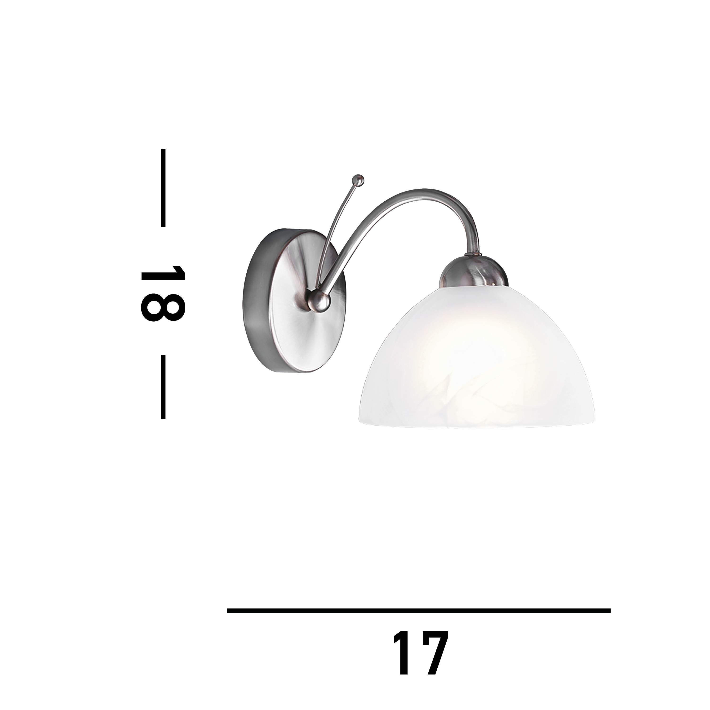 Searchlight Melville - Single Wall Bracket, Satin Silver, Alabaster Glass