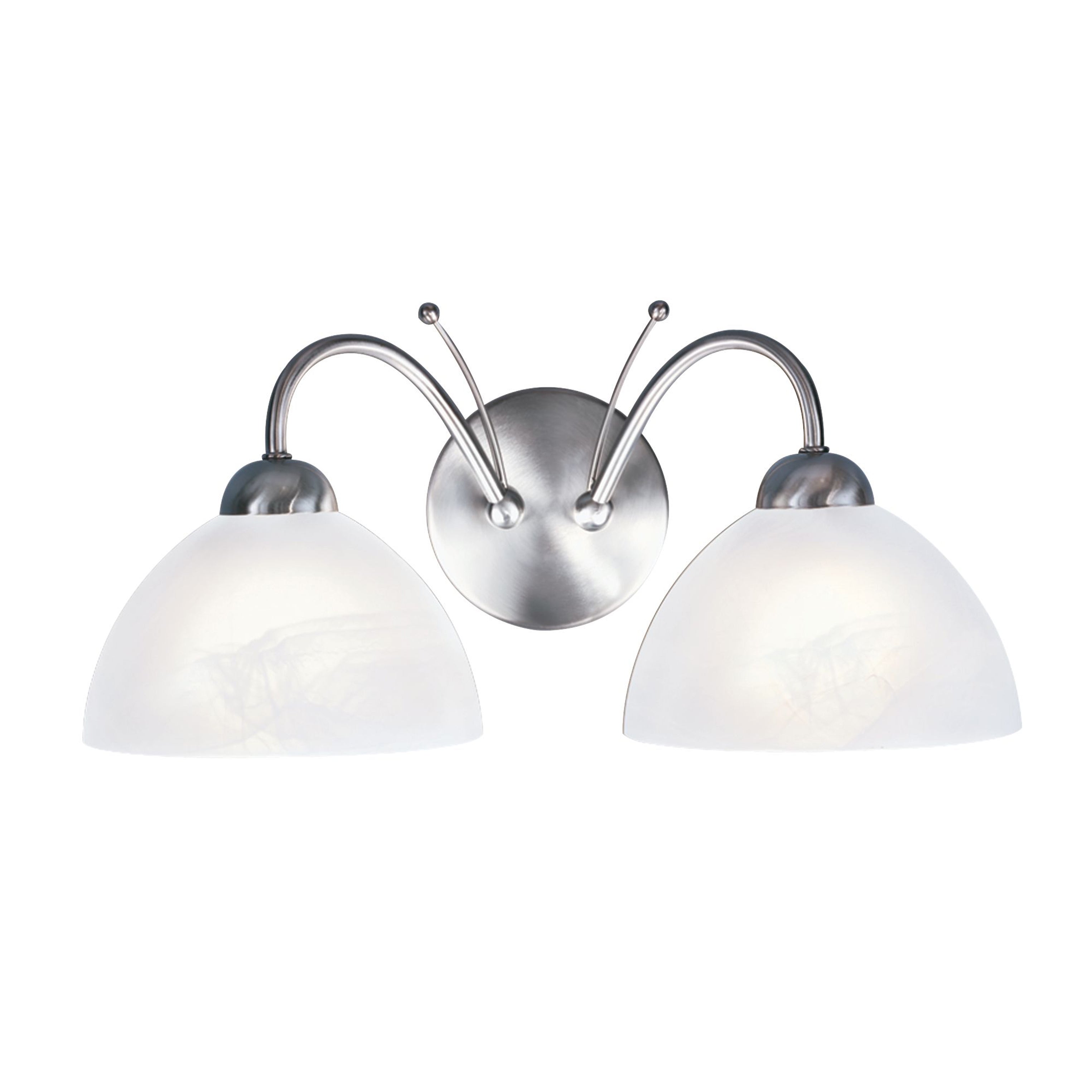 Searchlight Melville - 2 Light Wall Bracket, Satin Silver, Alabaster Glass