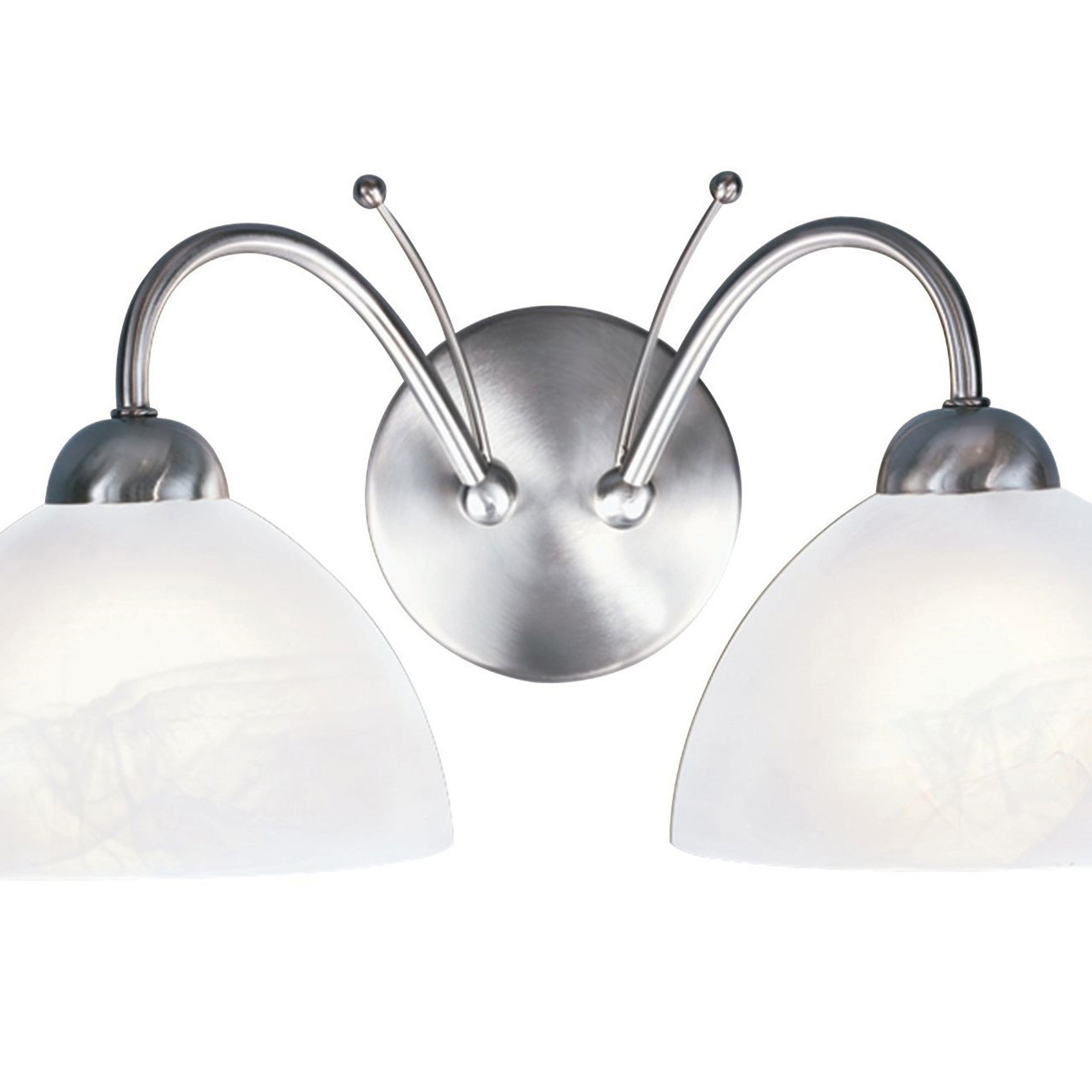 Searchlight Melville - 2 Light Wall Bracket, Satin Silver, Alabaster Glass