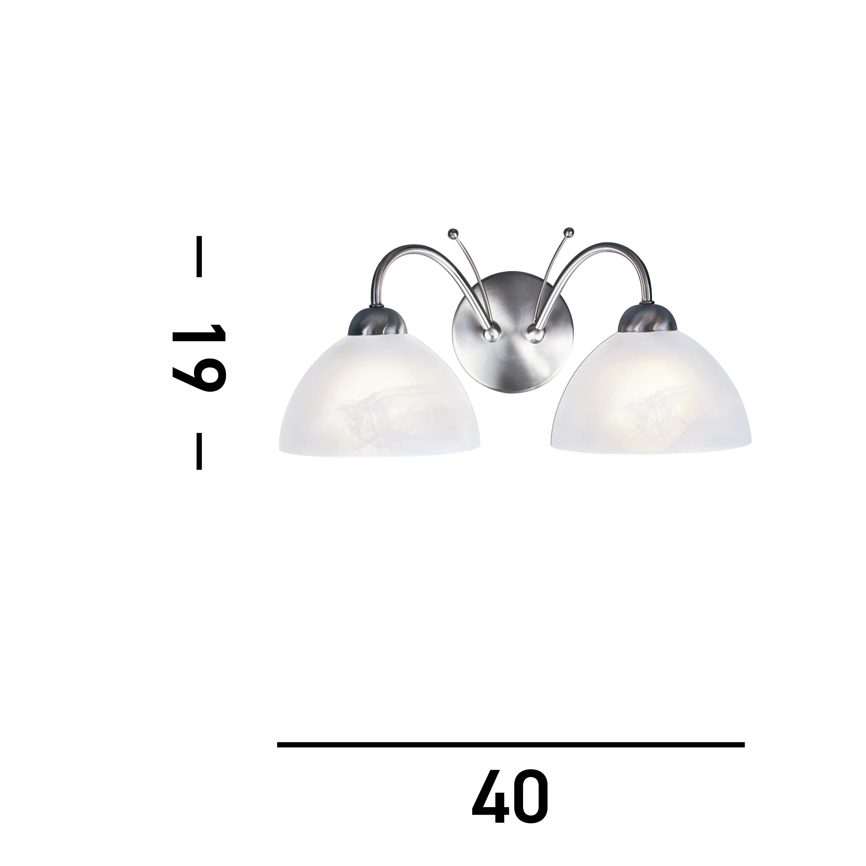 Searchlight Melville - 2 Light Wall Bracket, Satin Silver, Alabaster Glass