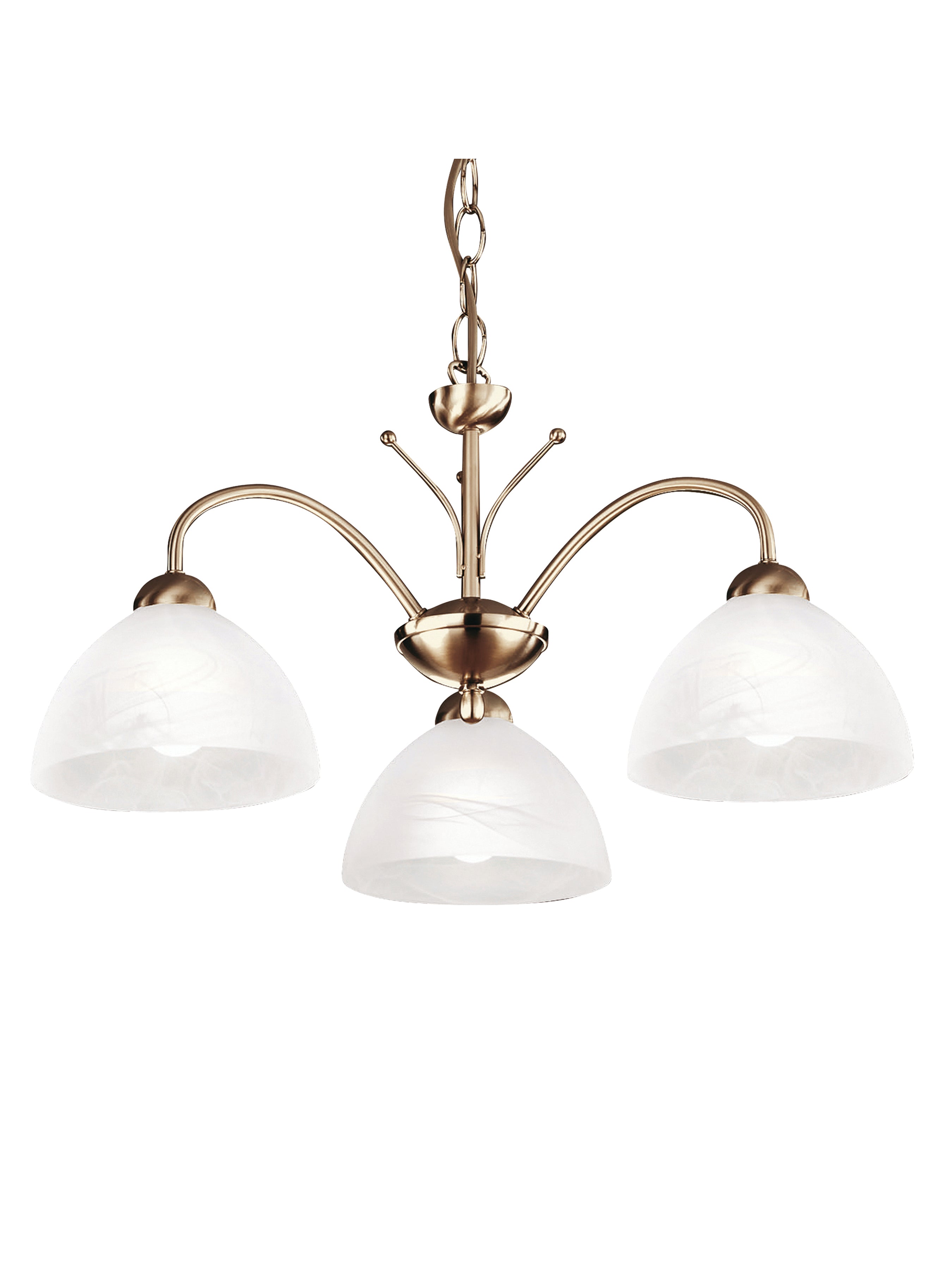 Searchlight Melville Antique Brass 3 Light Ceiling Fitting With Alabaster Glass