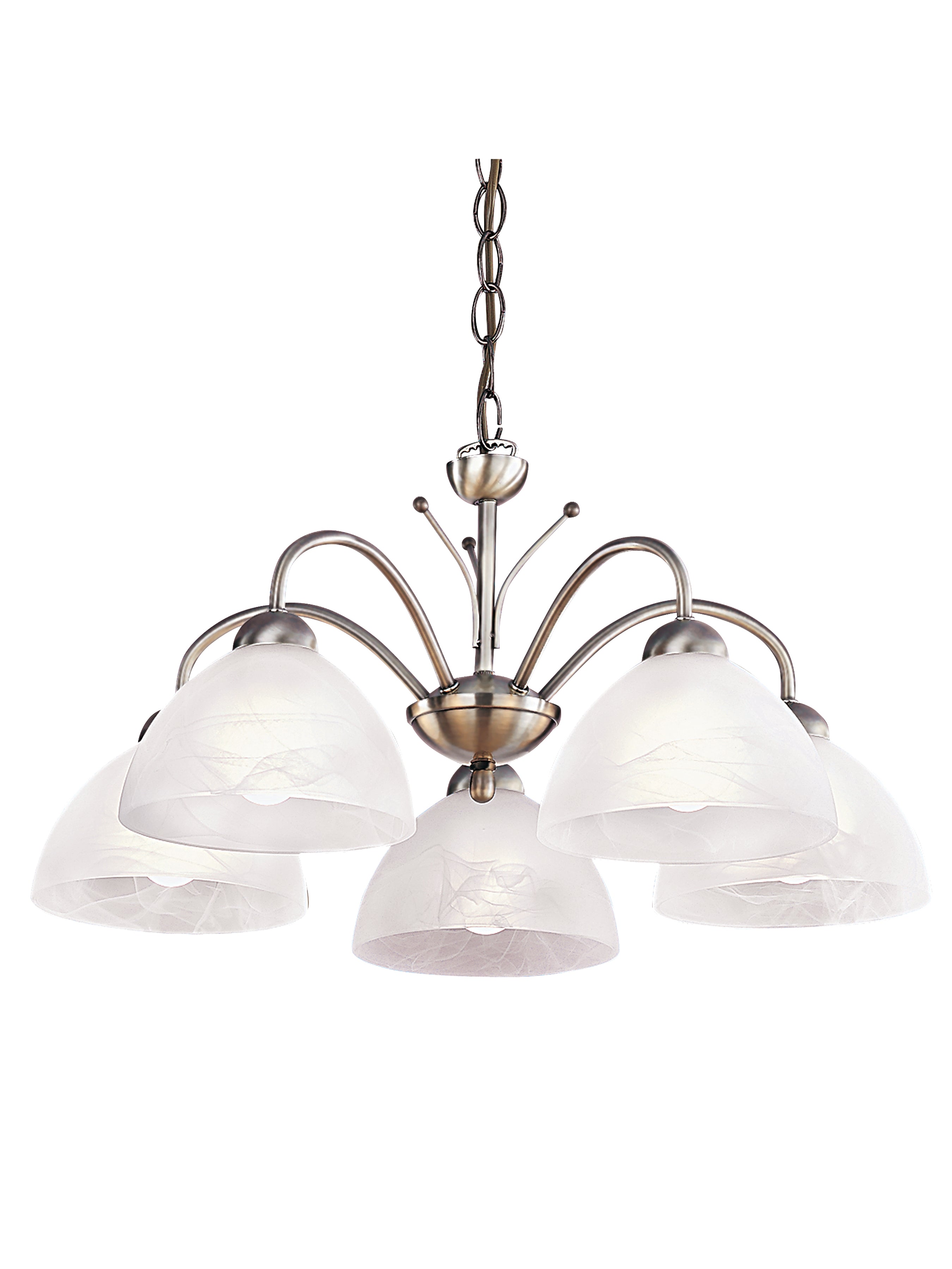 Searchlight Melville Antique Brass 5 Light Ceiling Fitting With Alabaster Glass