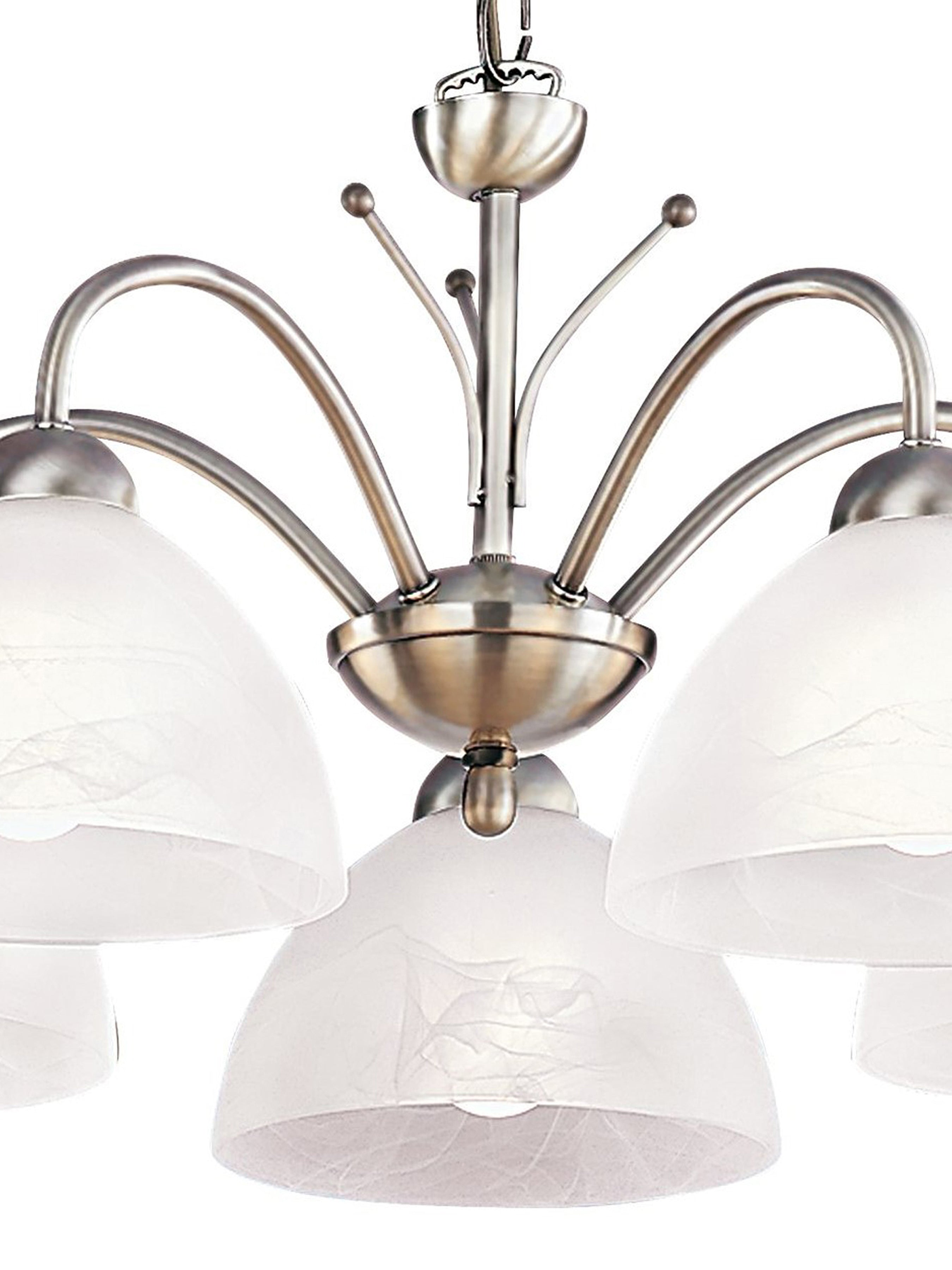 Searchlight Melville Antique Brass 5 Light Ceiling Fitting With Alabaster Glass