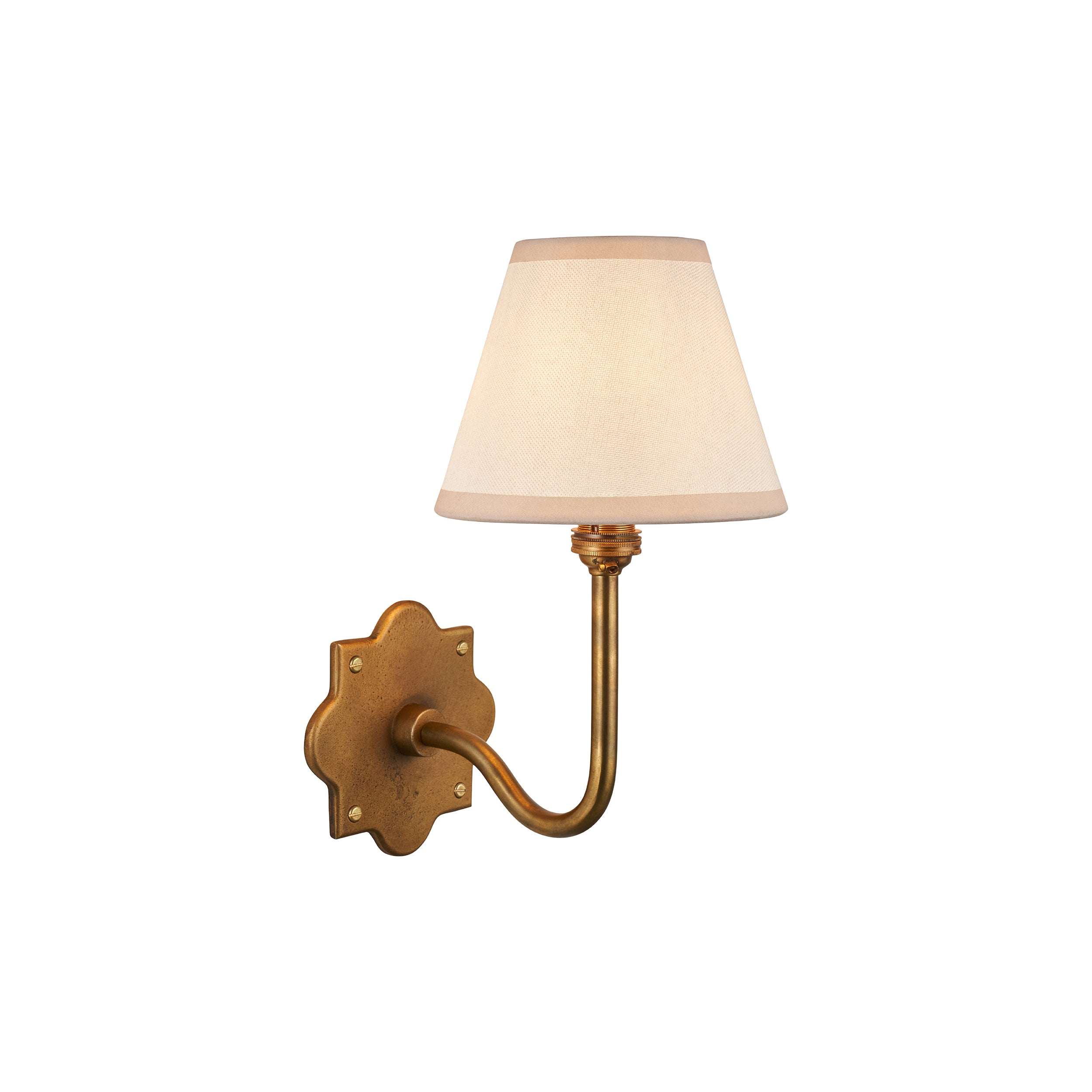 Endon Anvil Swan & Ivy 16Cm Wall Light - Antique Brass & Vintage White Fabric