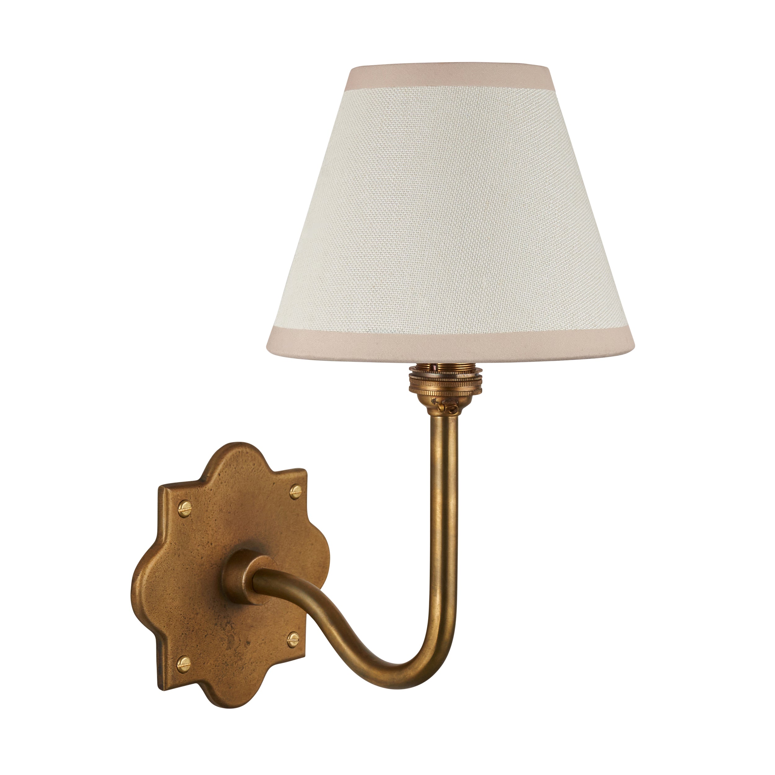 Endon Anvil Swan & Ivy 16Cm Wall Light - Antique Brass & Vintage White Fabric