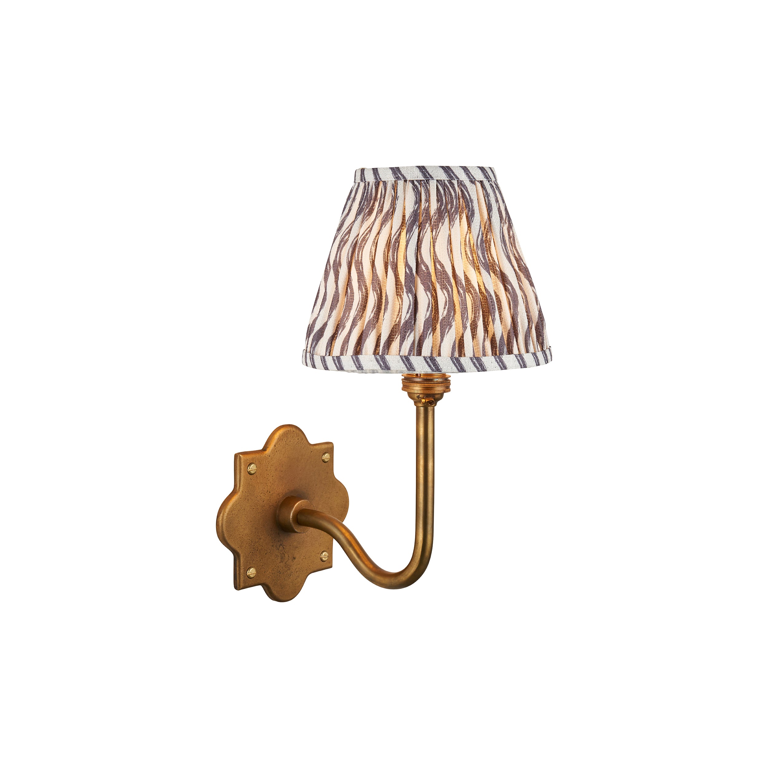 Endon Anvil Swan & Ripple 16Cm Wall Light - Antique Brass & Pearl Grey Fabric