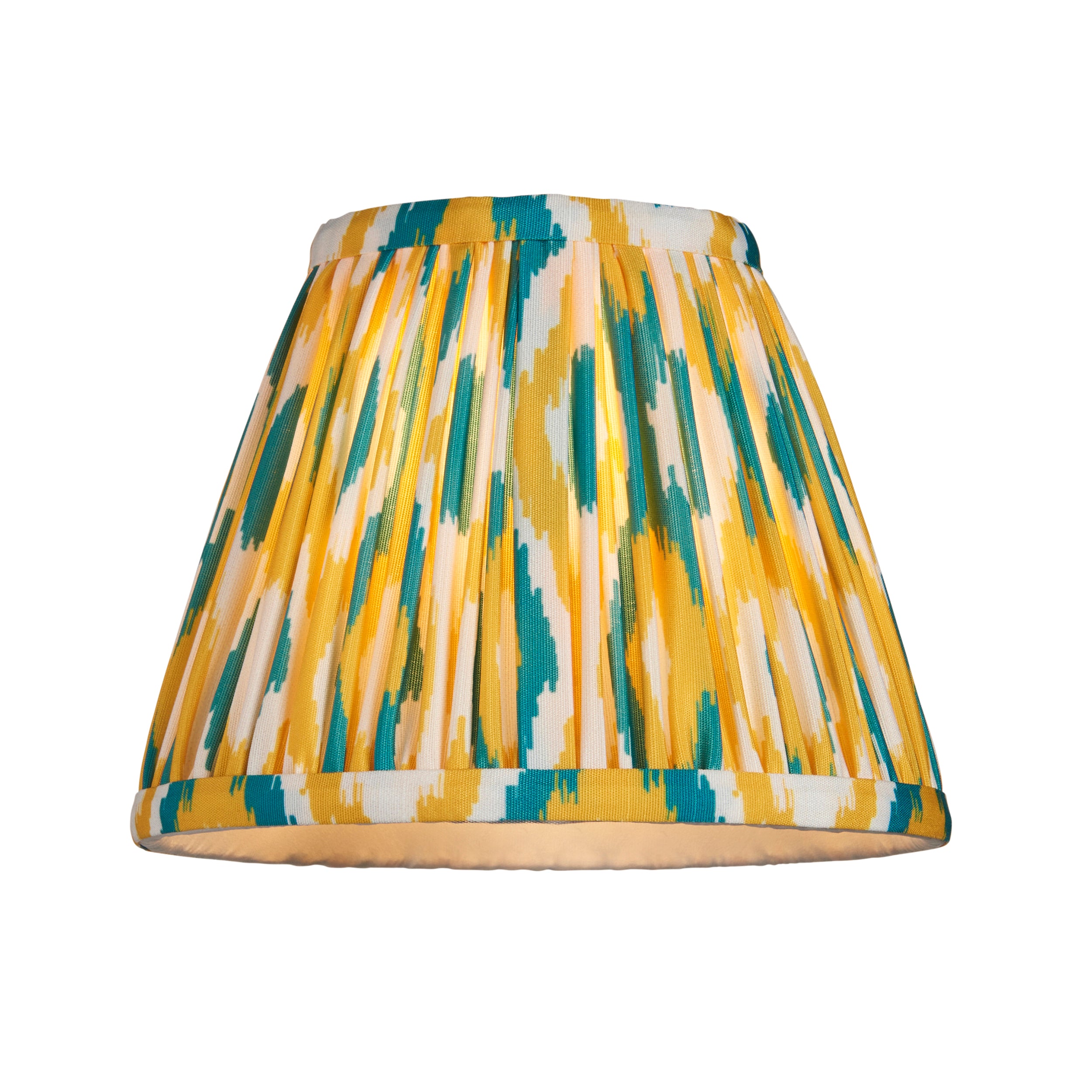 Endon Ripple Curve & Ikat 16Cm Wall Light - Antique Brass With Yellow & Jade Fabric