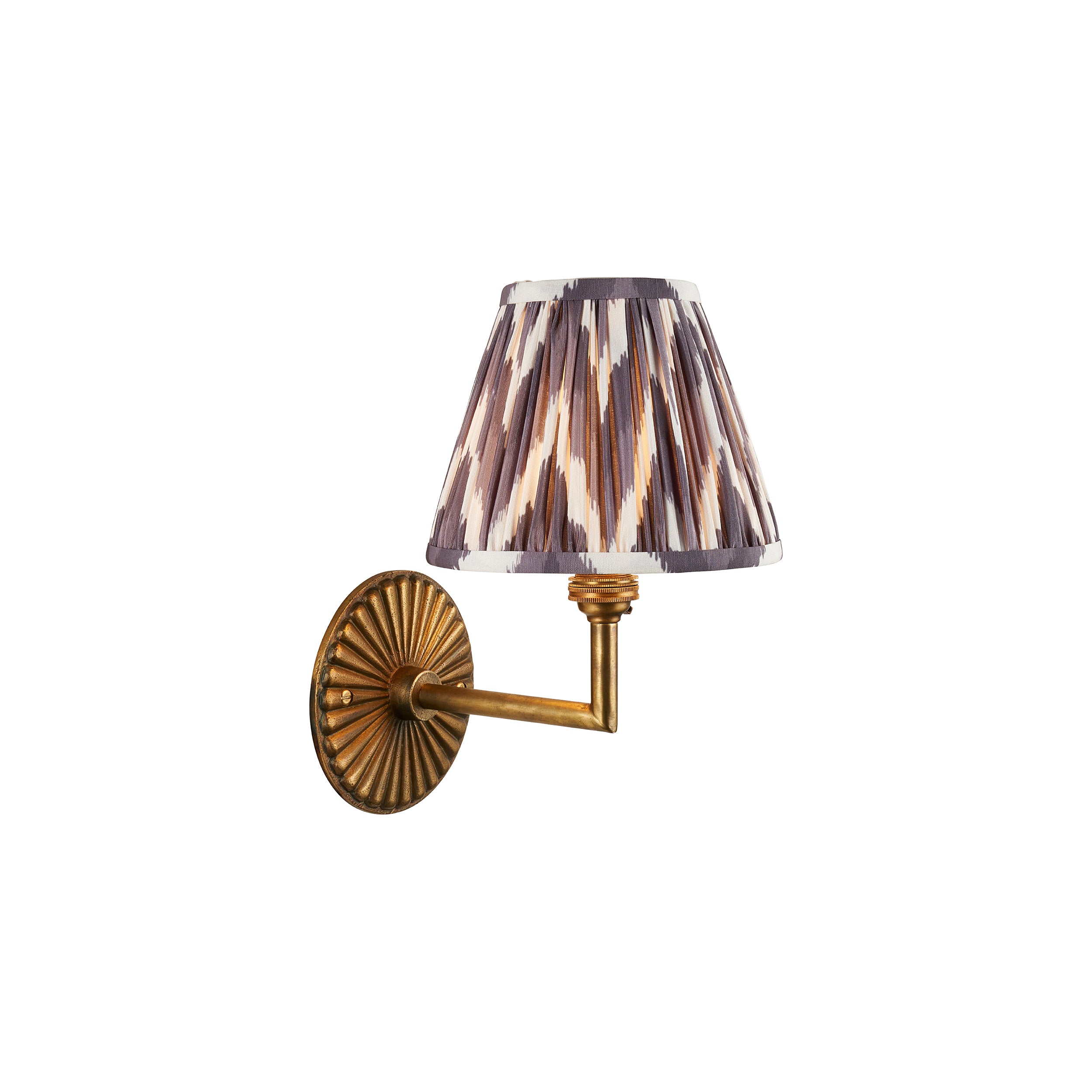 Endon Dahlia Angle & Zigzag 16Cm Wall Light - Antique Brass & Pearl Grey Fabric