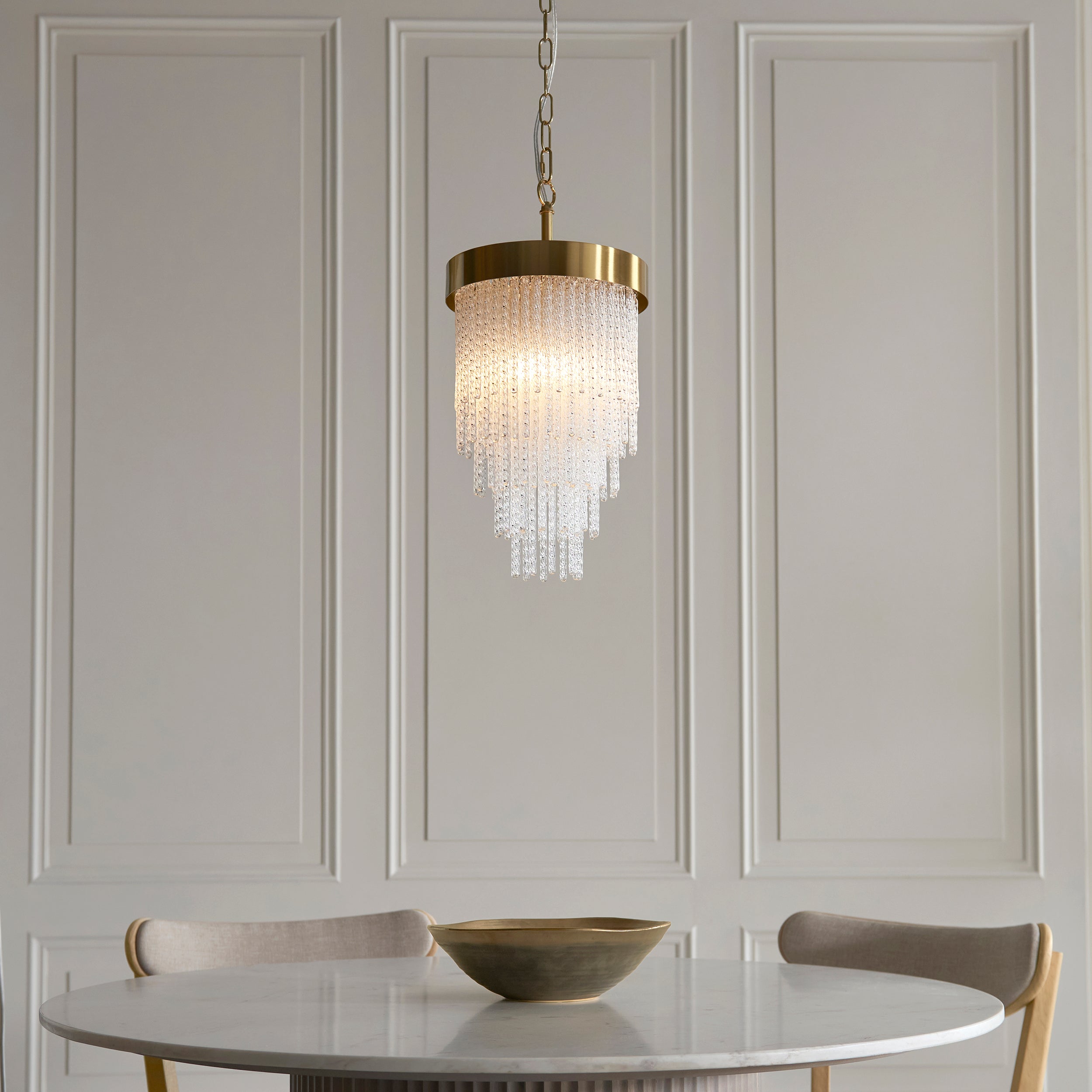 Endon Anistoria Pendant - Brushed Aged Brass Plate & Clear Glass