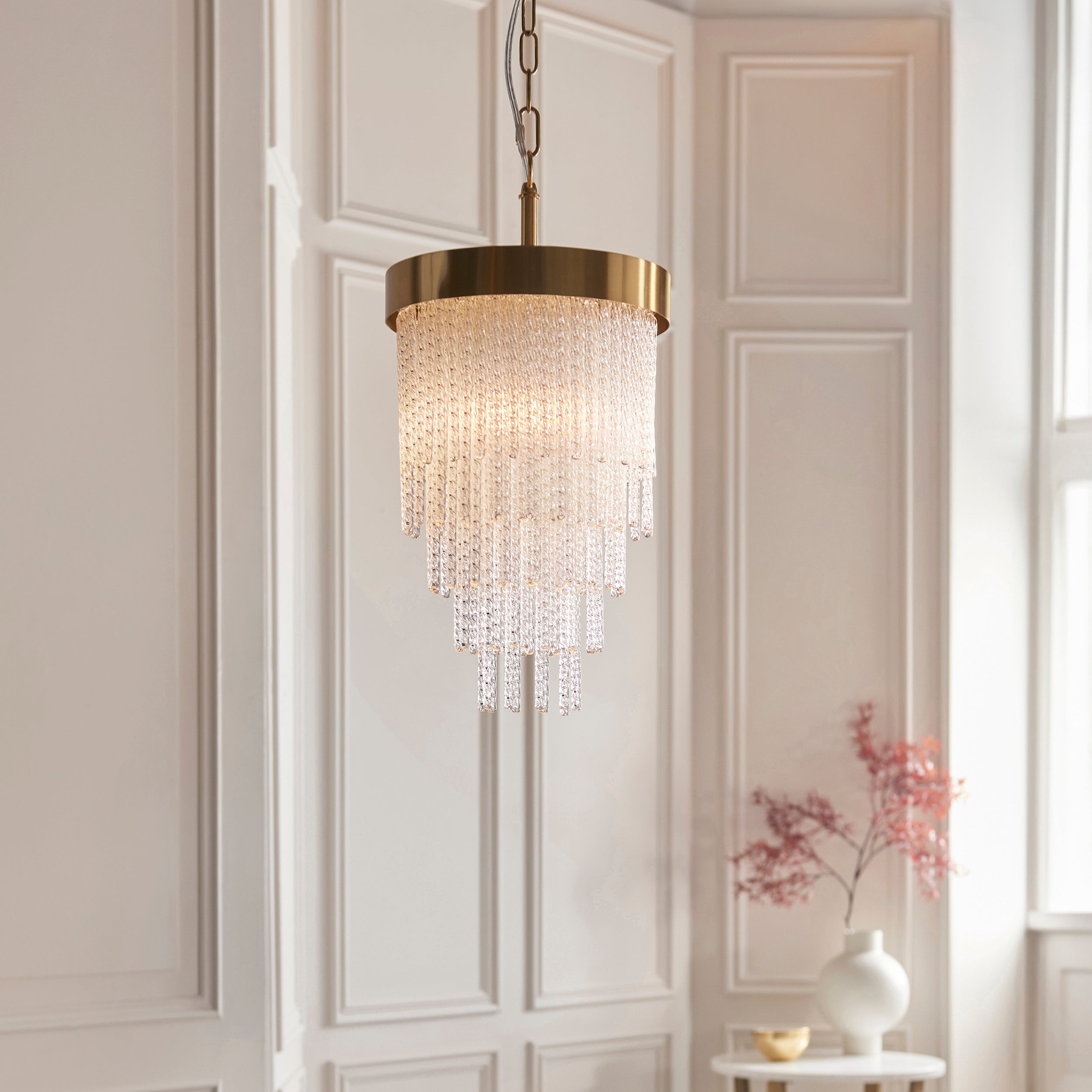 Endon Anistoria Pendant - Brushed Aged Brass Plate & Clear Glass
