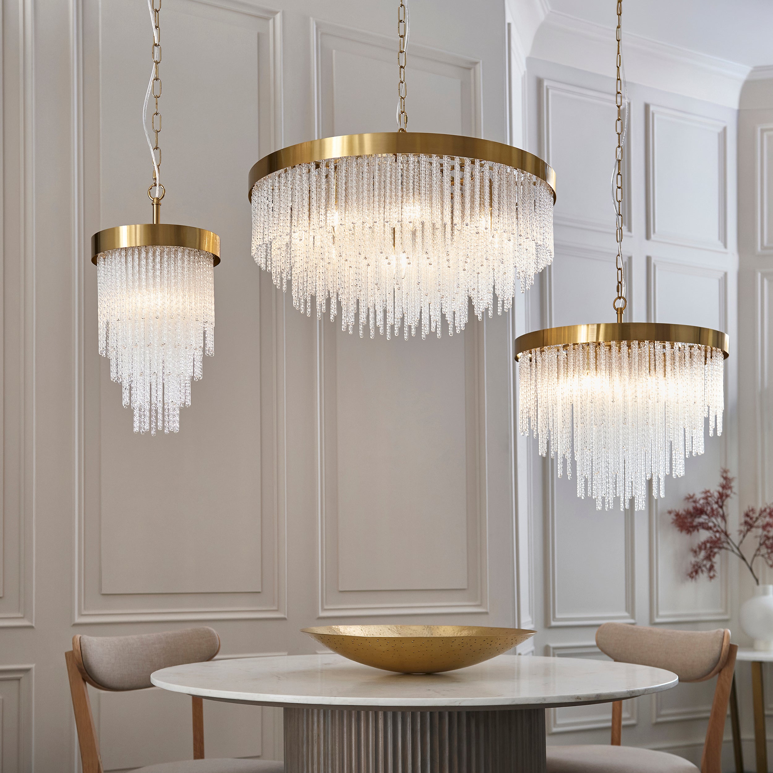 Endon Anistoria Pendant - Brushed Aged Brass Plate & Clear Glass